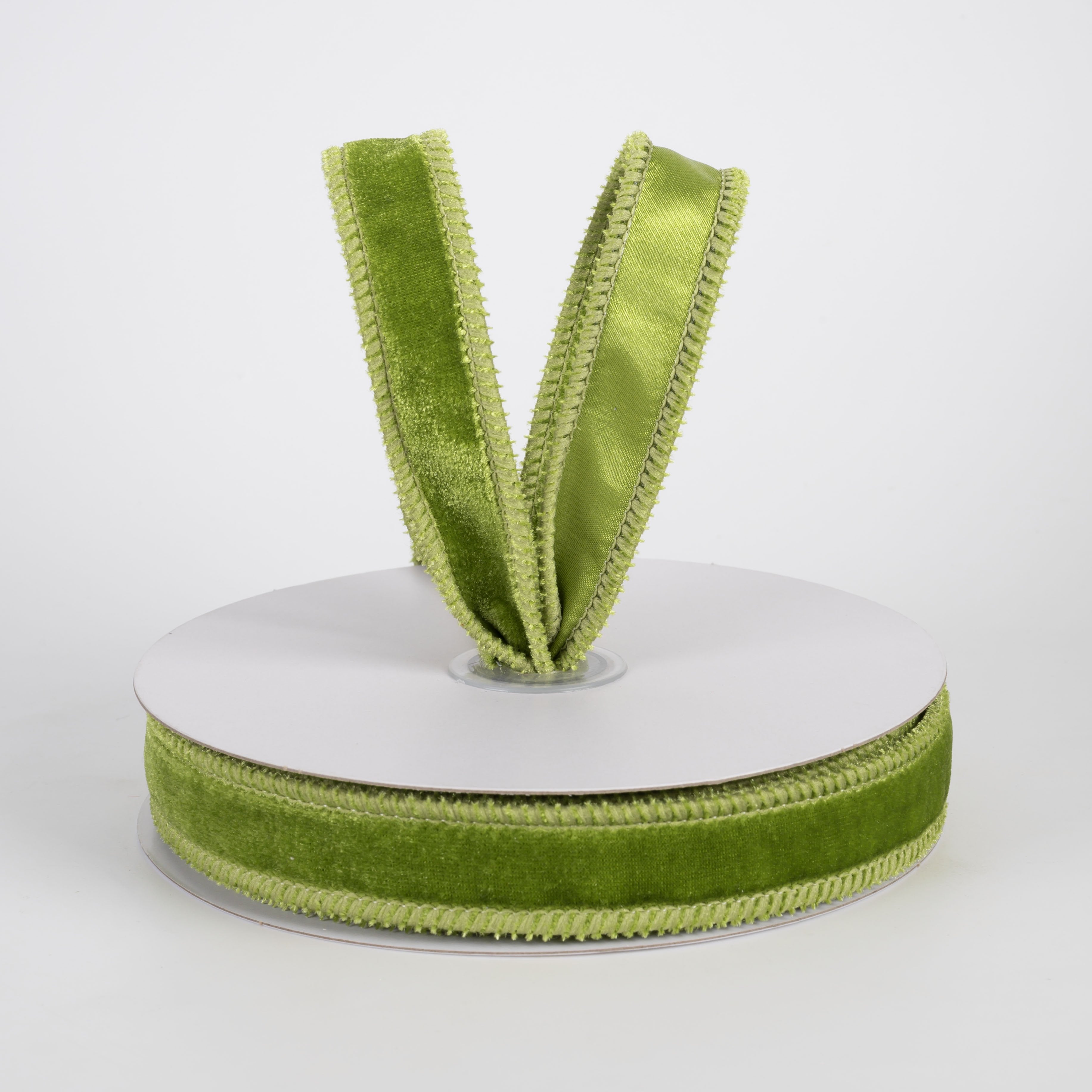 7/8" Deluxe Velvet Satin Backing Ribbon: Moss Green (10 Yards) Lifestyle Photo