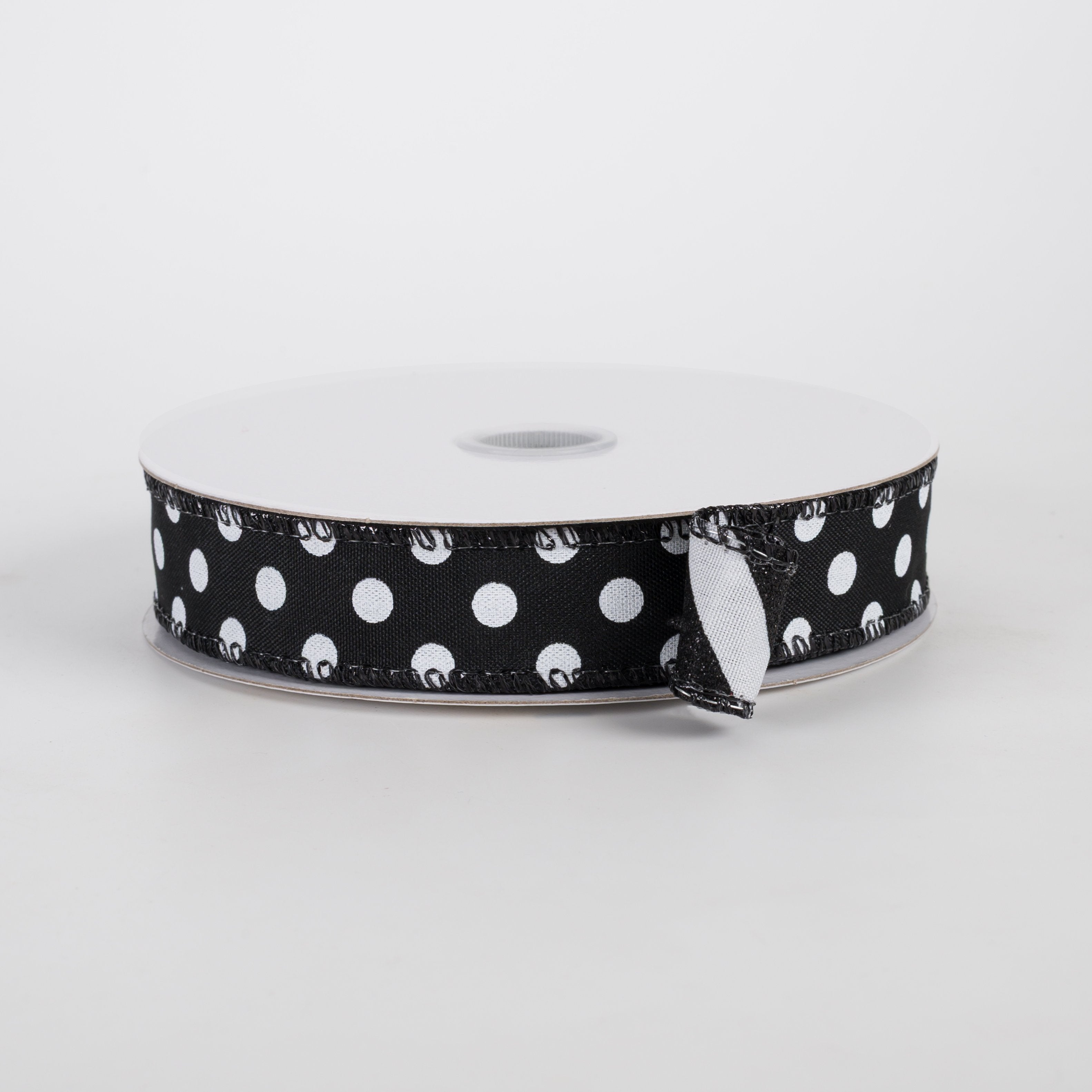 7/8" Double Sided Satin Dots & Glitter Candy Cane Stripes Ribbon: Black & White (10 Yards) Item Number: D73582-05-20