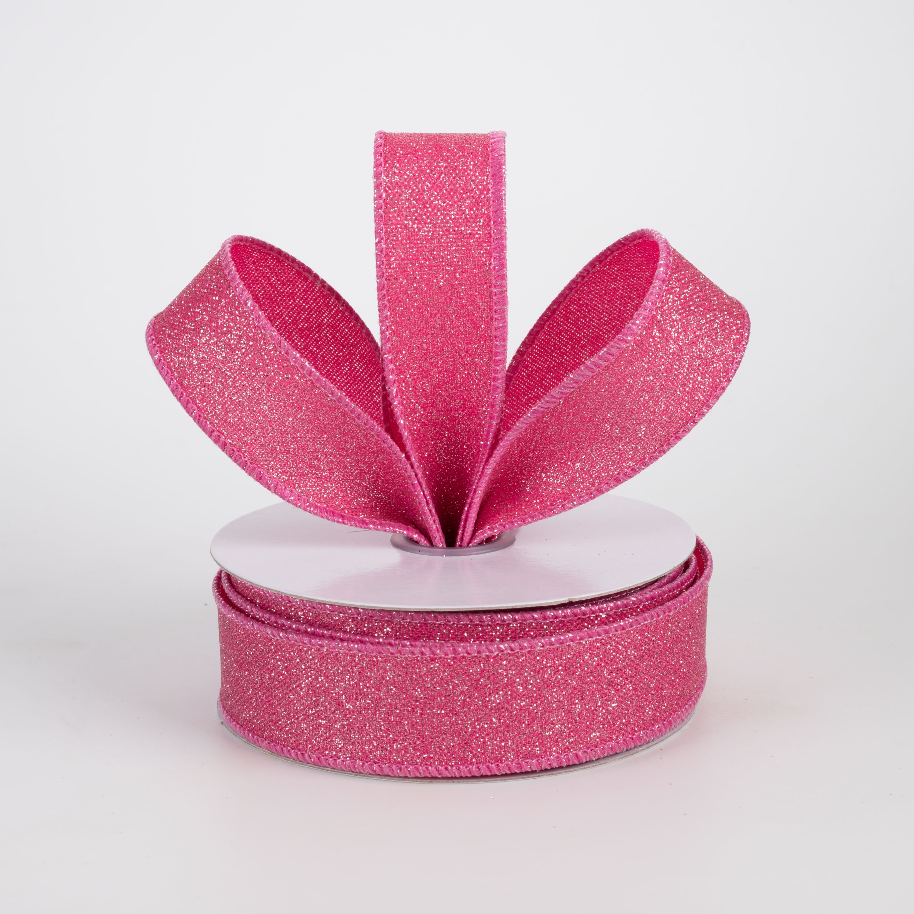 7/8" Fine Glitter on Royal Ribbon: Fuchsia (10 Yards) Lifestyle Photo