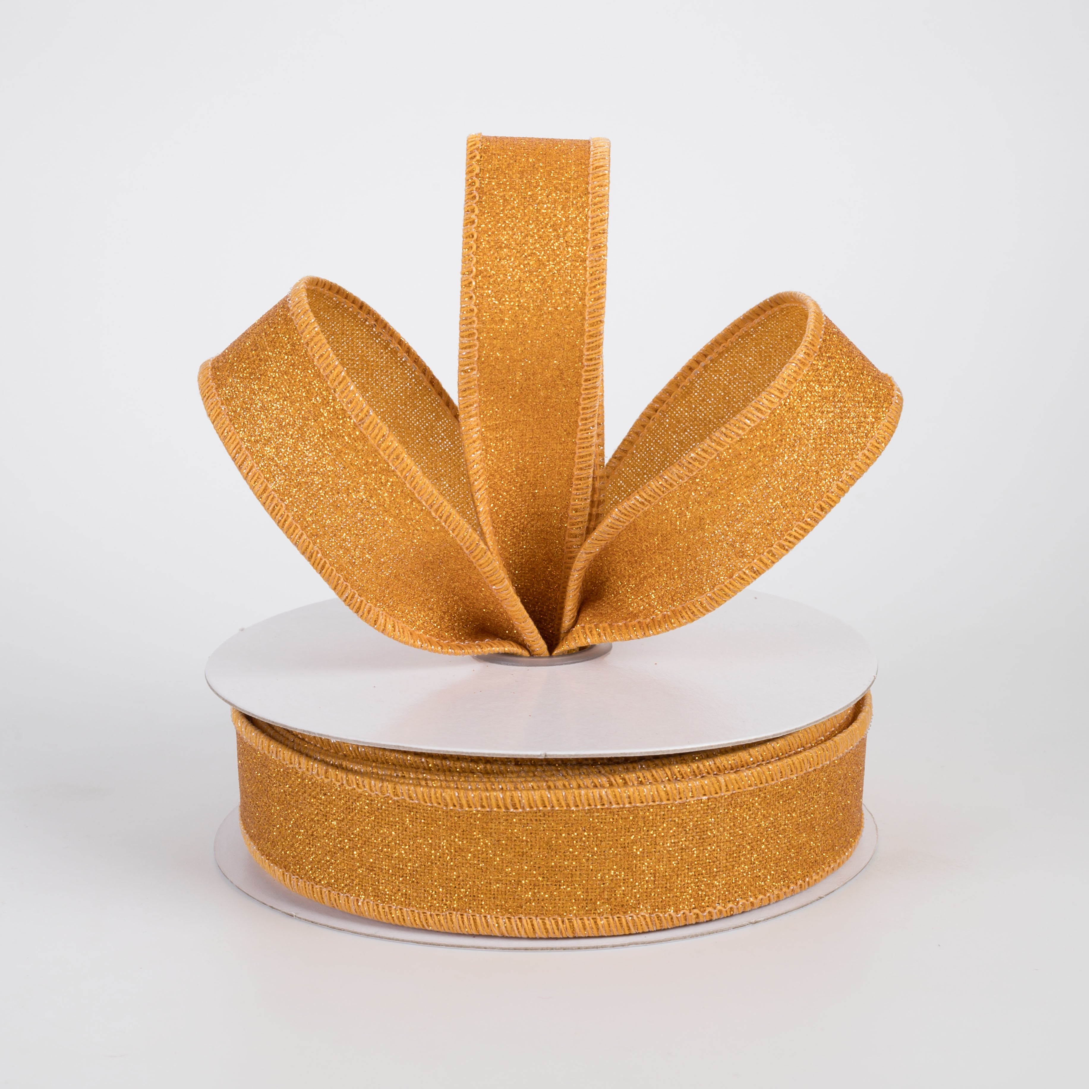 7/8" Fine Glitter on Royal Ribbon: Mustard (10 Yards) Lifestyle Photo