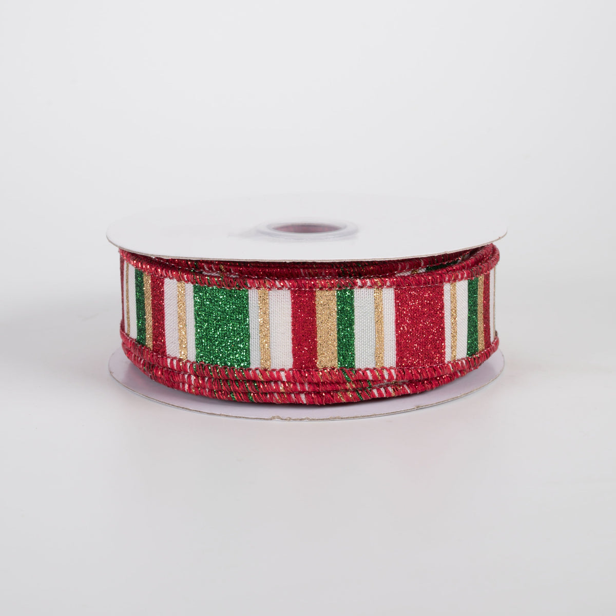 7/8" Multi Glitter Stripes Ribbon: Traditional Christmas (10 Yards) Item Number: RGF79125J