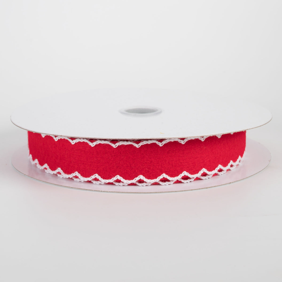 7/8" Scalloped Edge Felt Ribbon: Red & White (10 Yards) Item Number: 73573-05-12