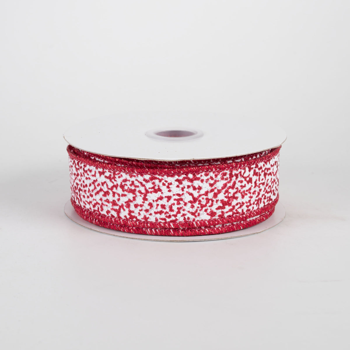 7/8" Snow Glitter Ribbon: White & Red (10 Yards) Item Number: RGF781324