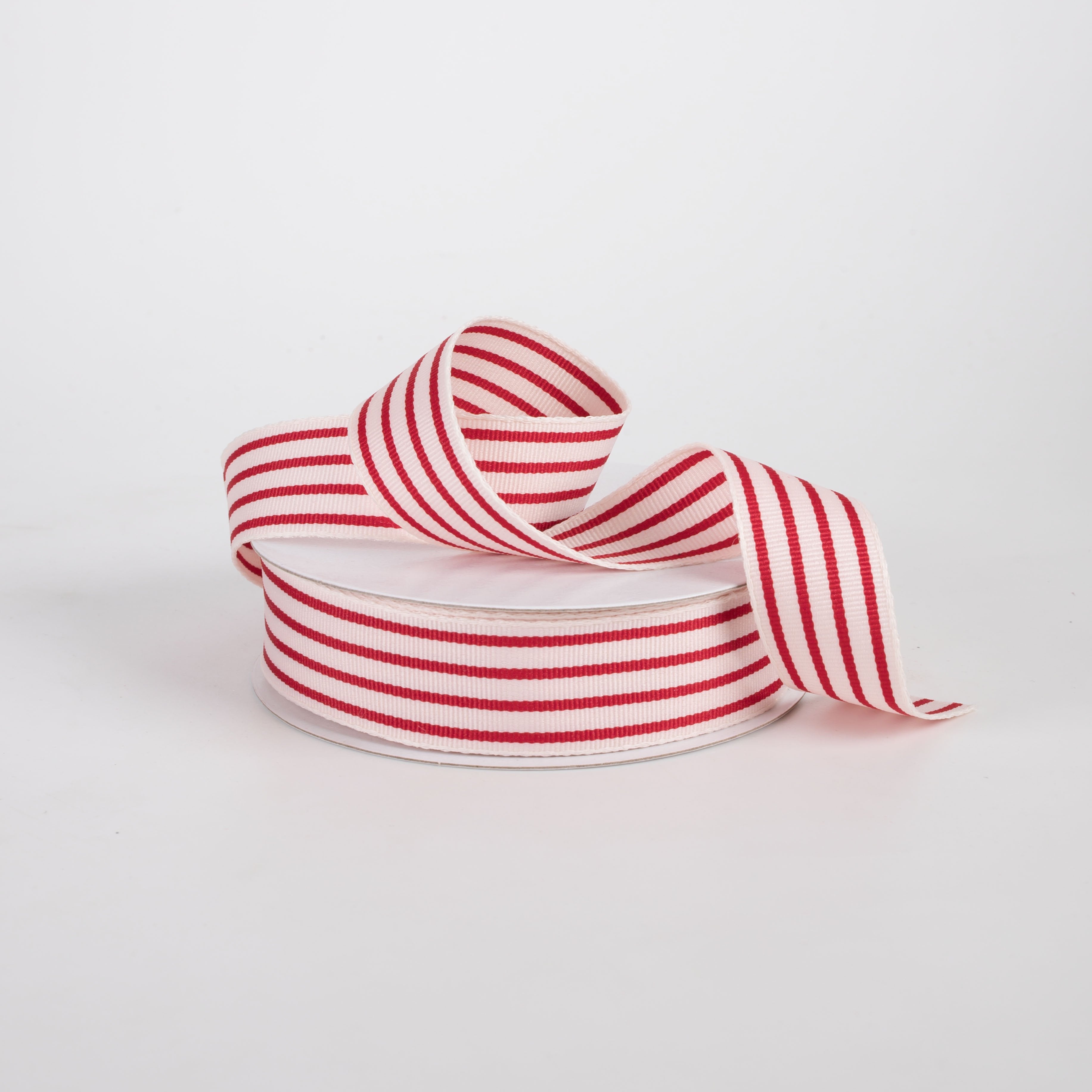7/8" Unwired Linen Vertical Stripes Ribbon: Dark Red on Ivory (10 Yards) Lifestyle Photo