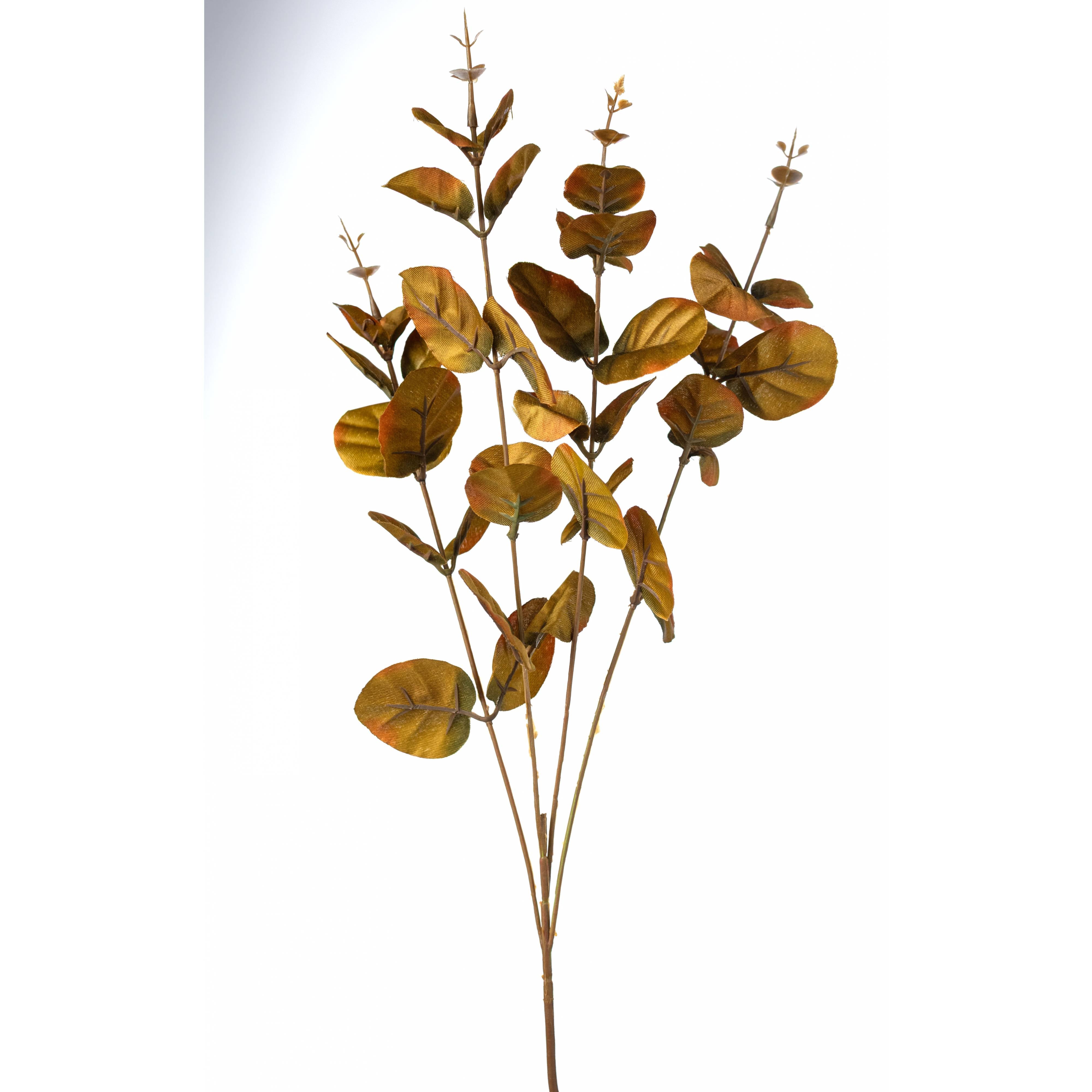 20" Faux Eucalyptus Leaves Bush: Fall Green