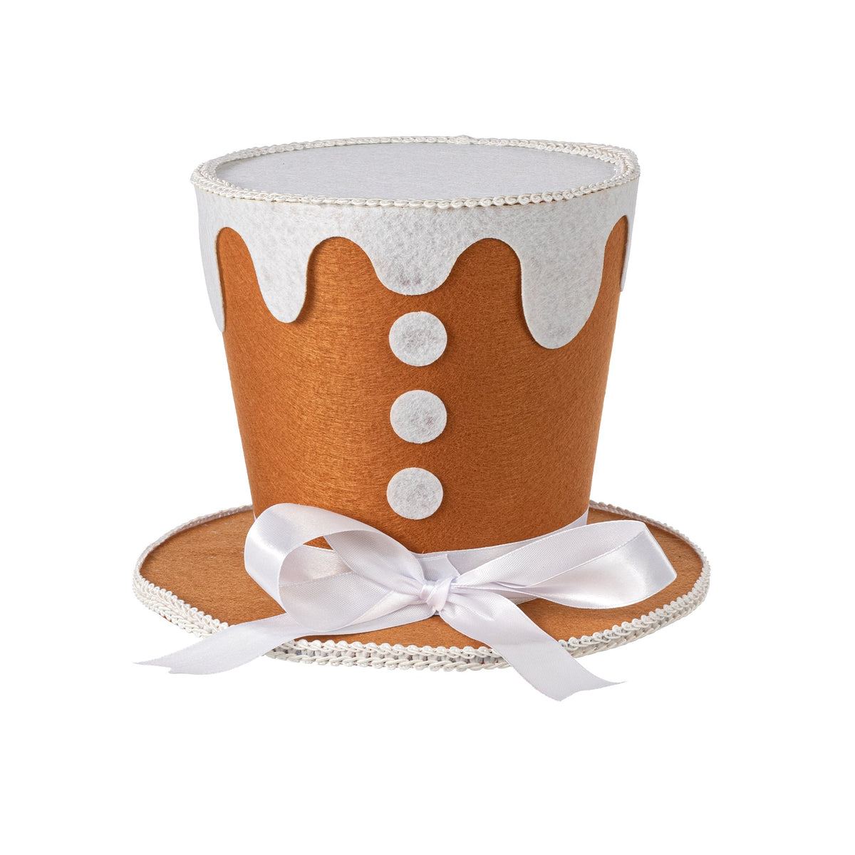 8.25" Velvet Gingerbread Top Hat Decoration: Tan & White Item Number: XC726688