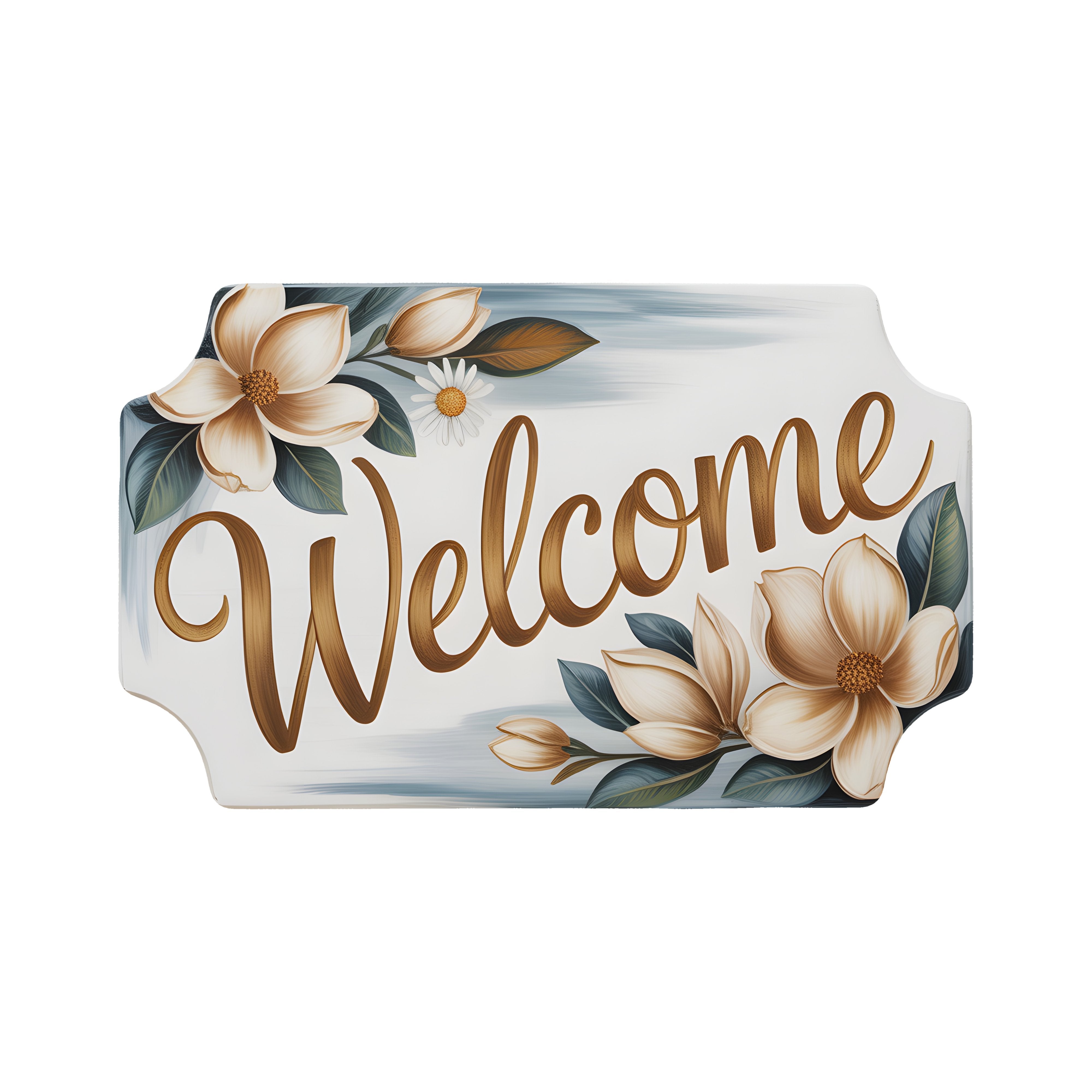 8.5" Bracket Waterproof Sign: Magnolia Floral Welcome Item Number: CD1369NH-085