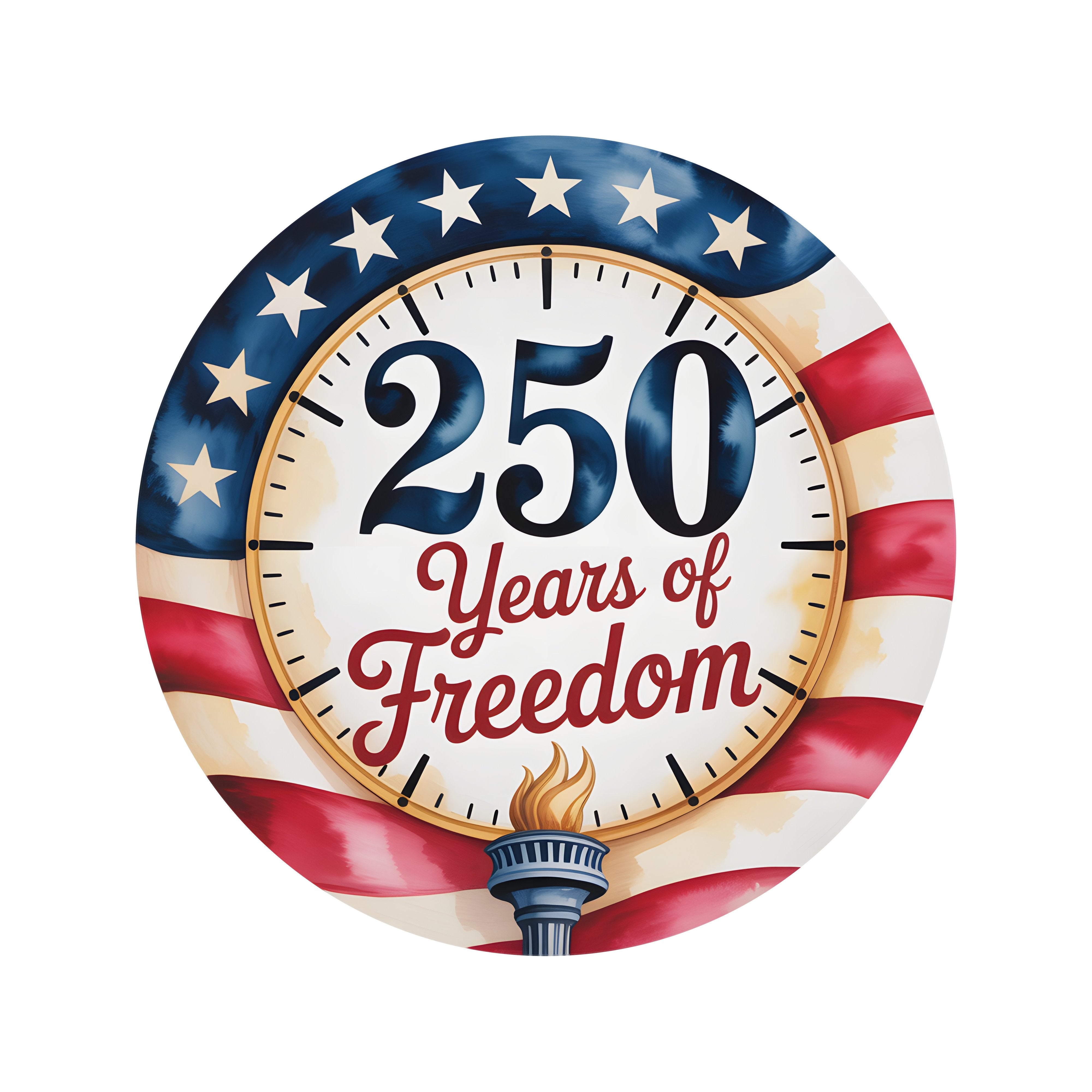 8.5" Round Waterproof Sign: 250 Years of Freedom Patriotic Clock Item Number: CD1365NH-085