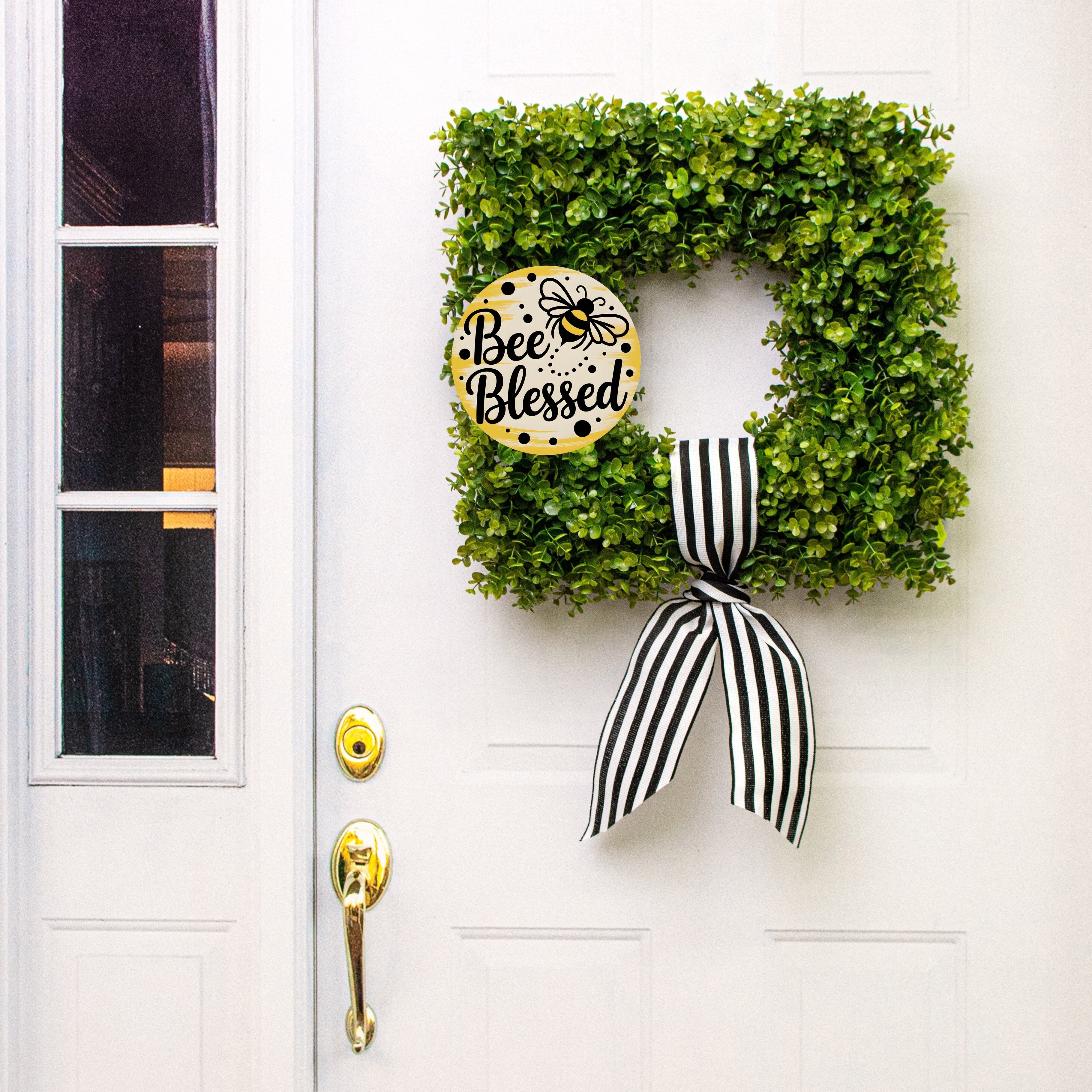 8.5" Round Waterproof Sign: Bee Blessed Bumblebee Lifestyle Photo
