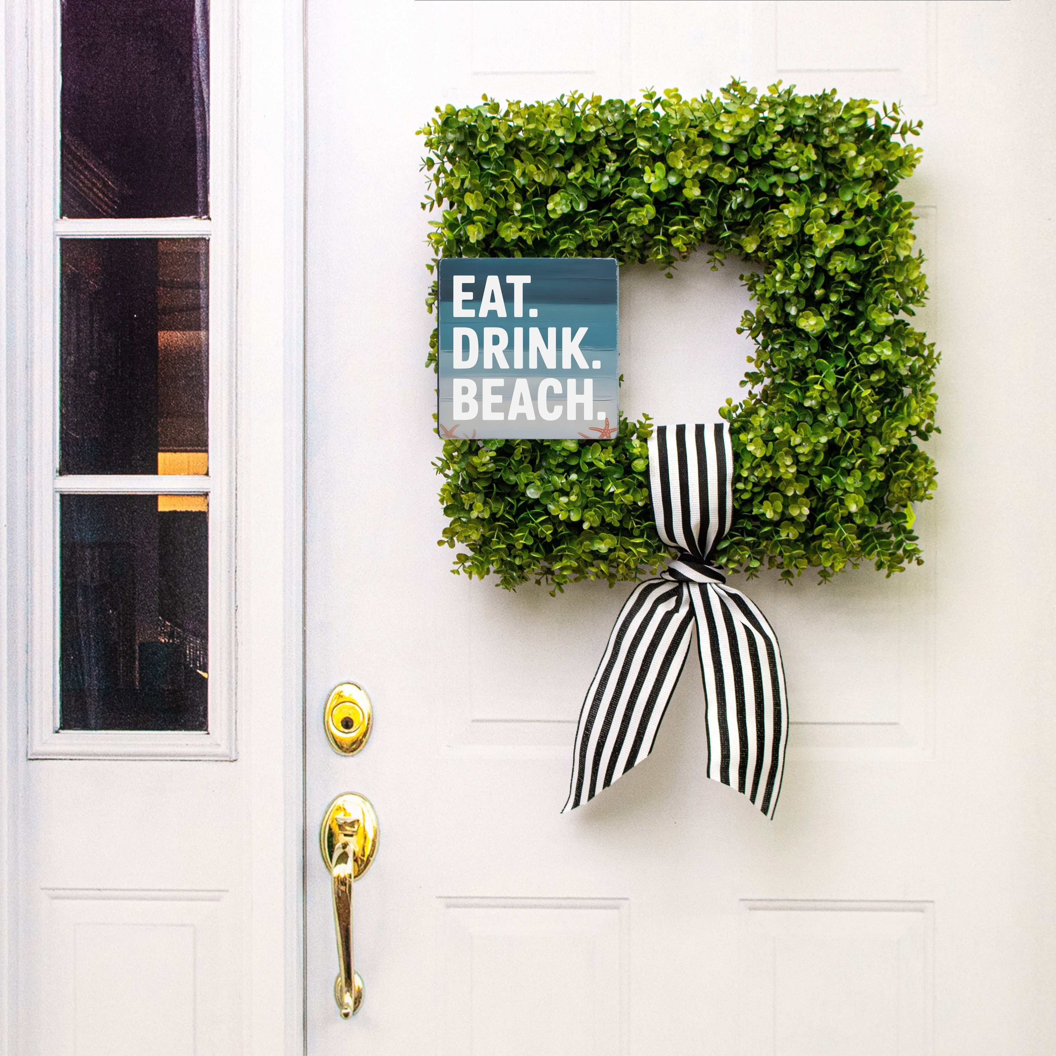 8.5" Square Waterproof Sign: Eat Drink Beach Lifestyle Photo