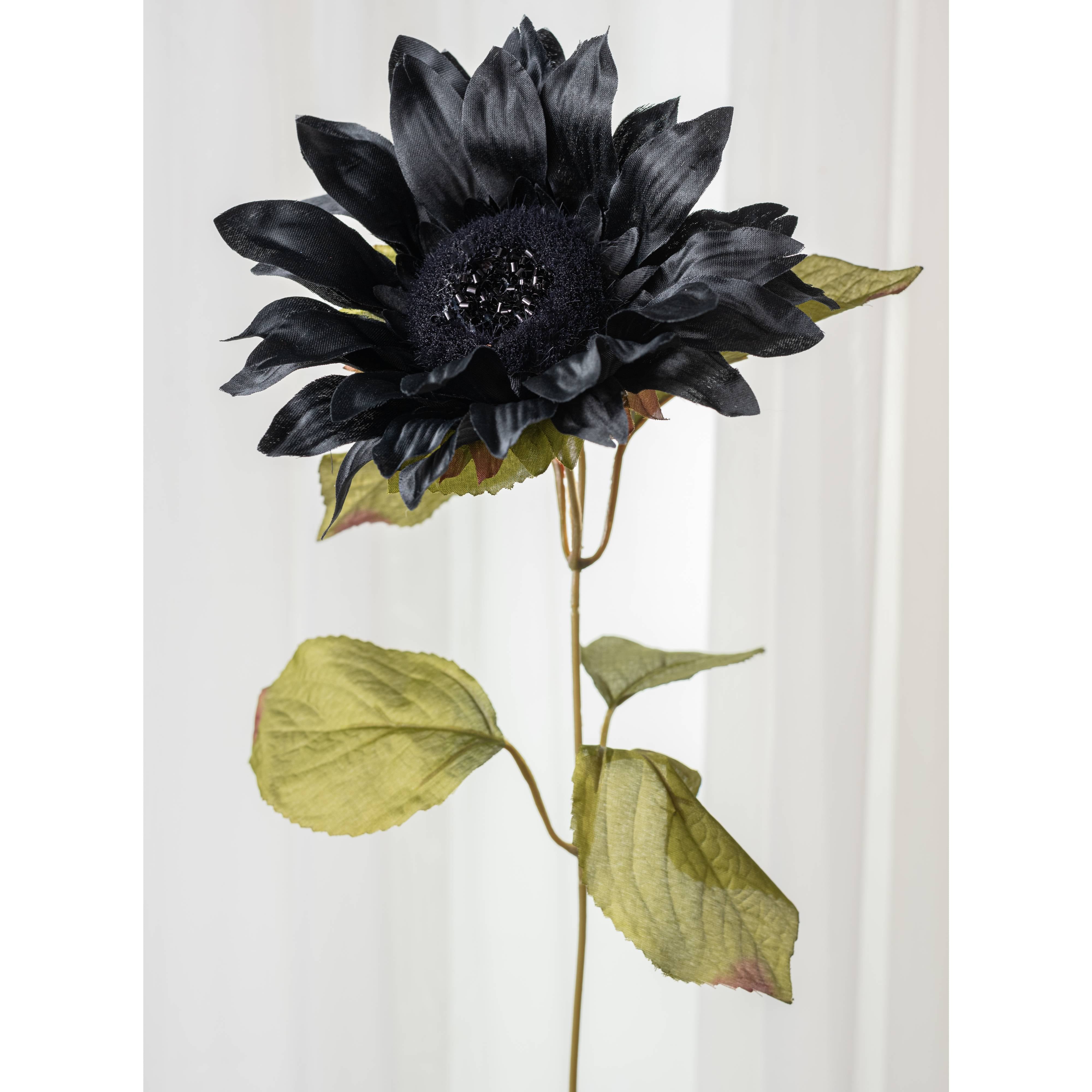 22" Faux Sunflower Bush: Black (7 Stem)