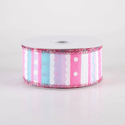 1.5" Whimsy Stripe Ribbon: Pink, Blue & Lavender (10 Yards)