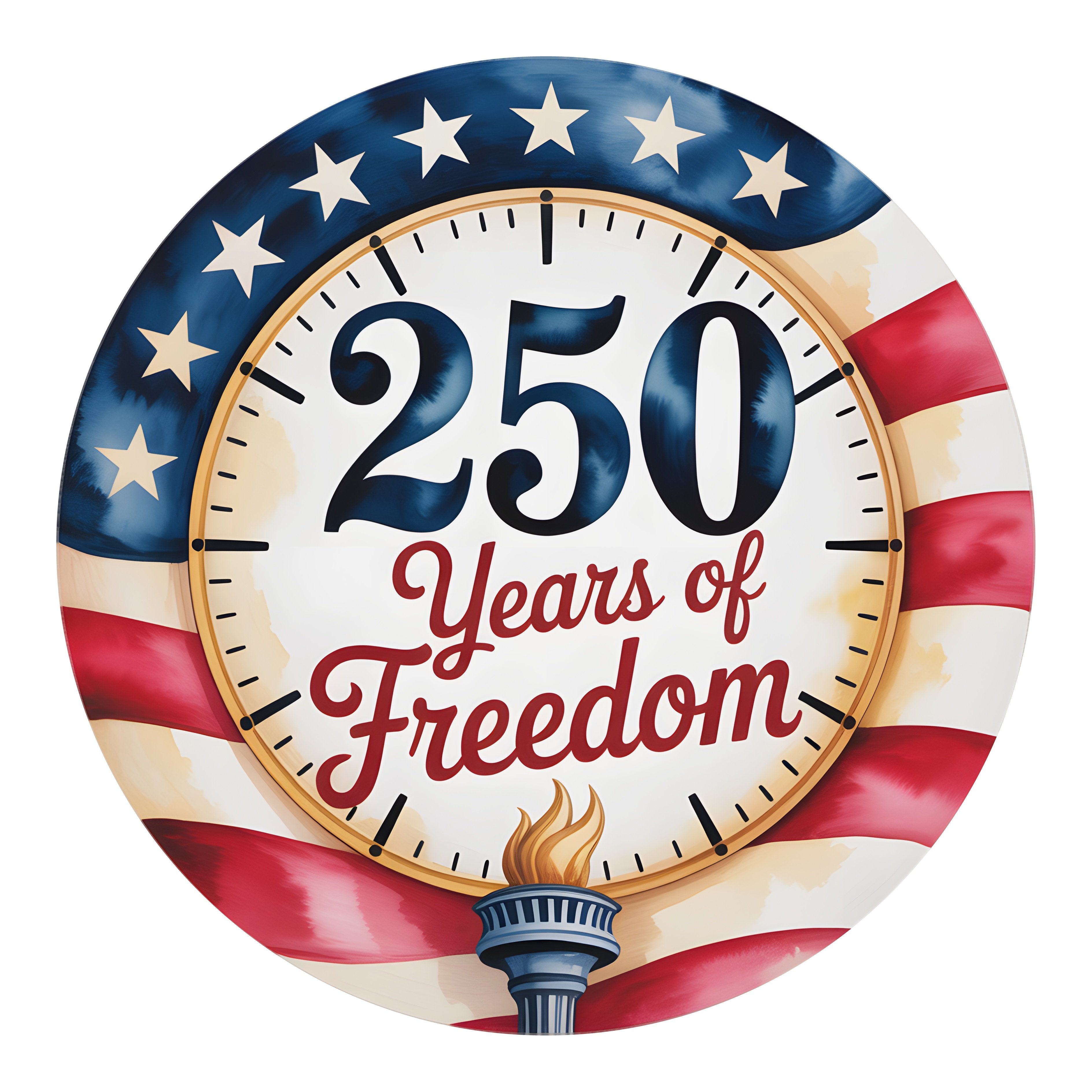 9.4" Round Waterproof Sign: 250 Years of Freedom Patriotic Clock Item Number: CD1365NH-094