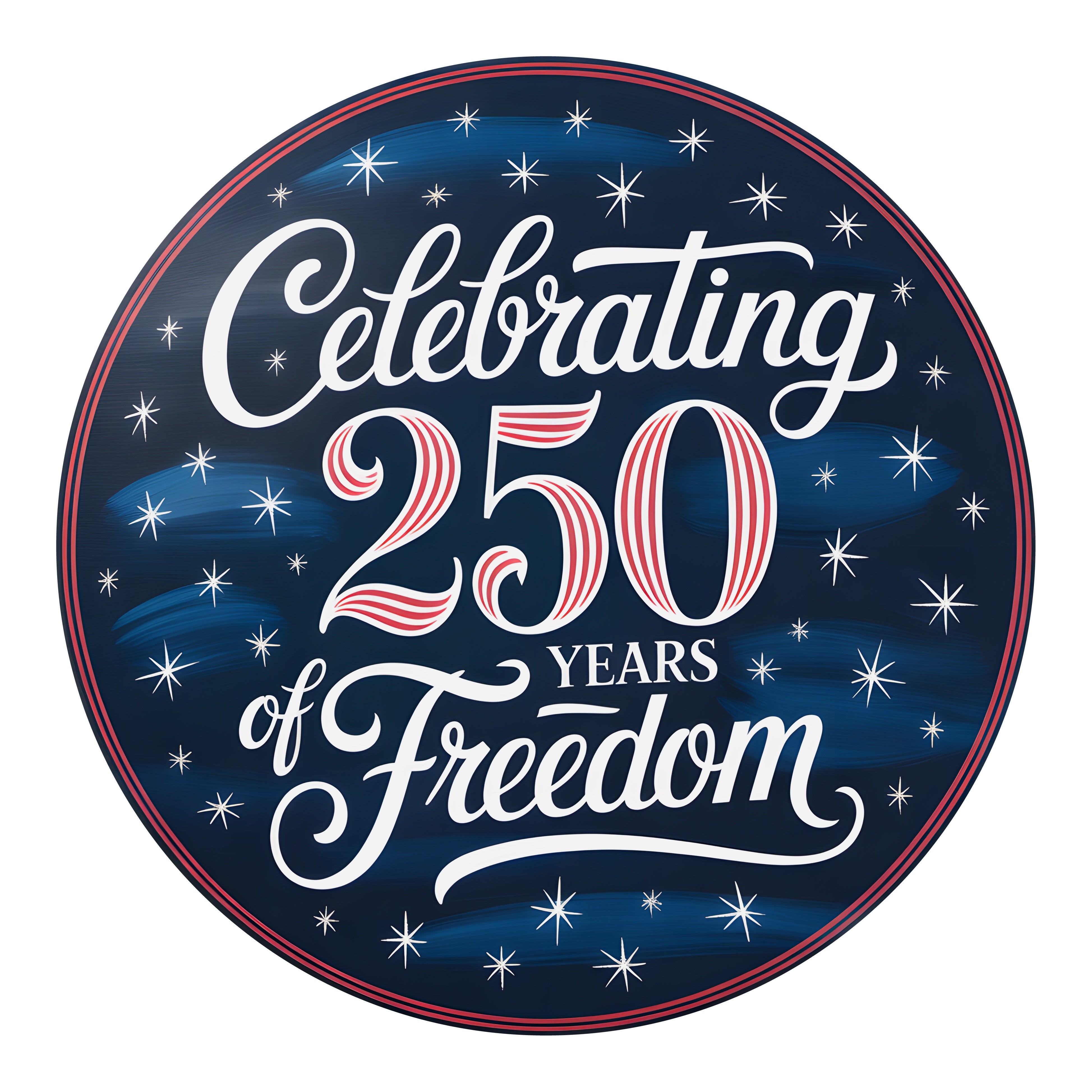 9.4" Round Waterproof Sign: Celebrating 250 Years of Freedom Item Number: CD1246NH-094
