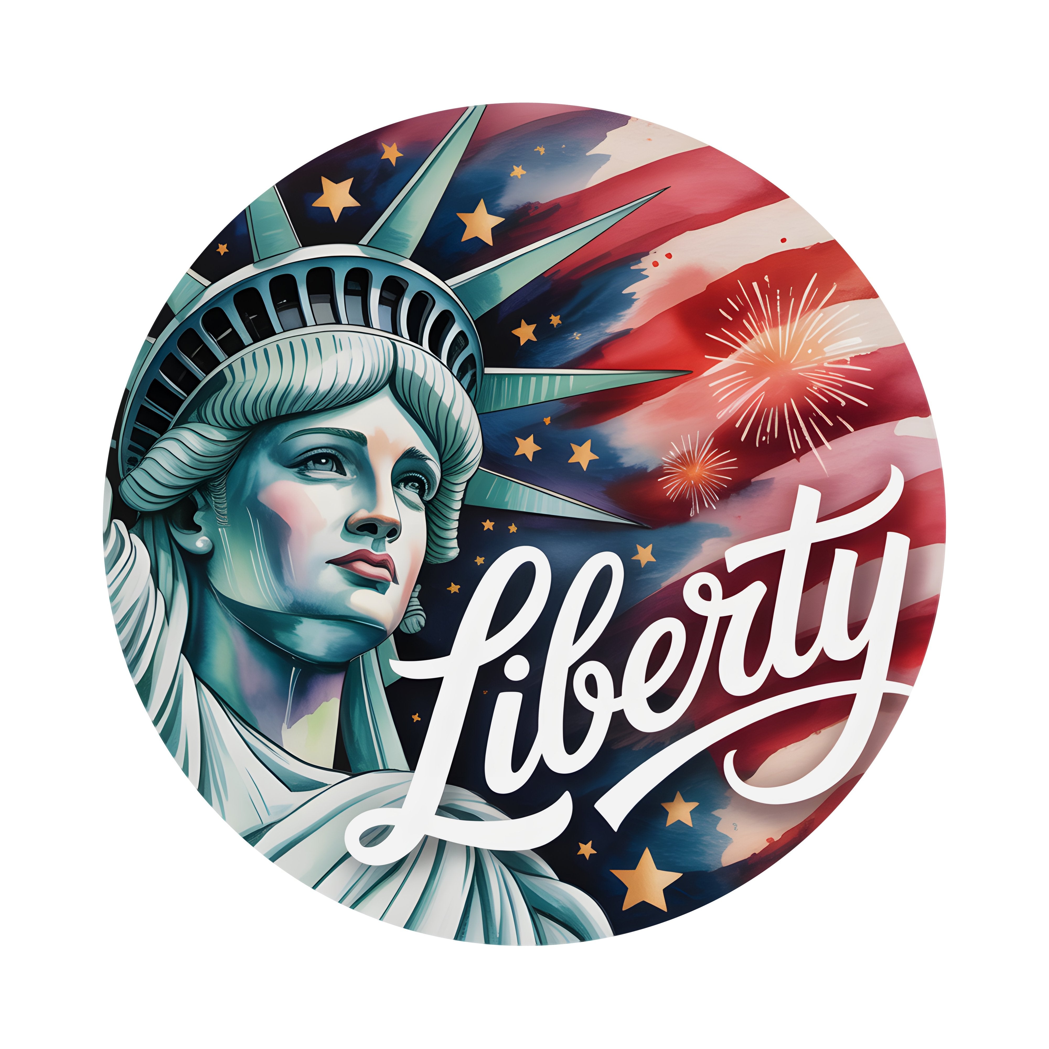 9.4" Round Waterproof Sign: Statue of Liberty Patriotic Portrait Item Number: CD1368NH-094