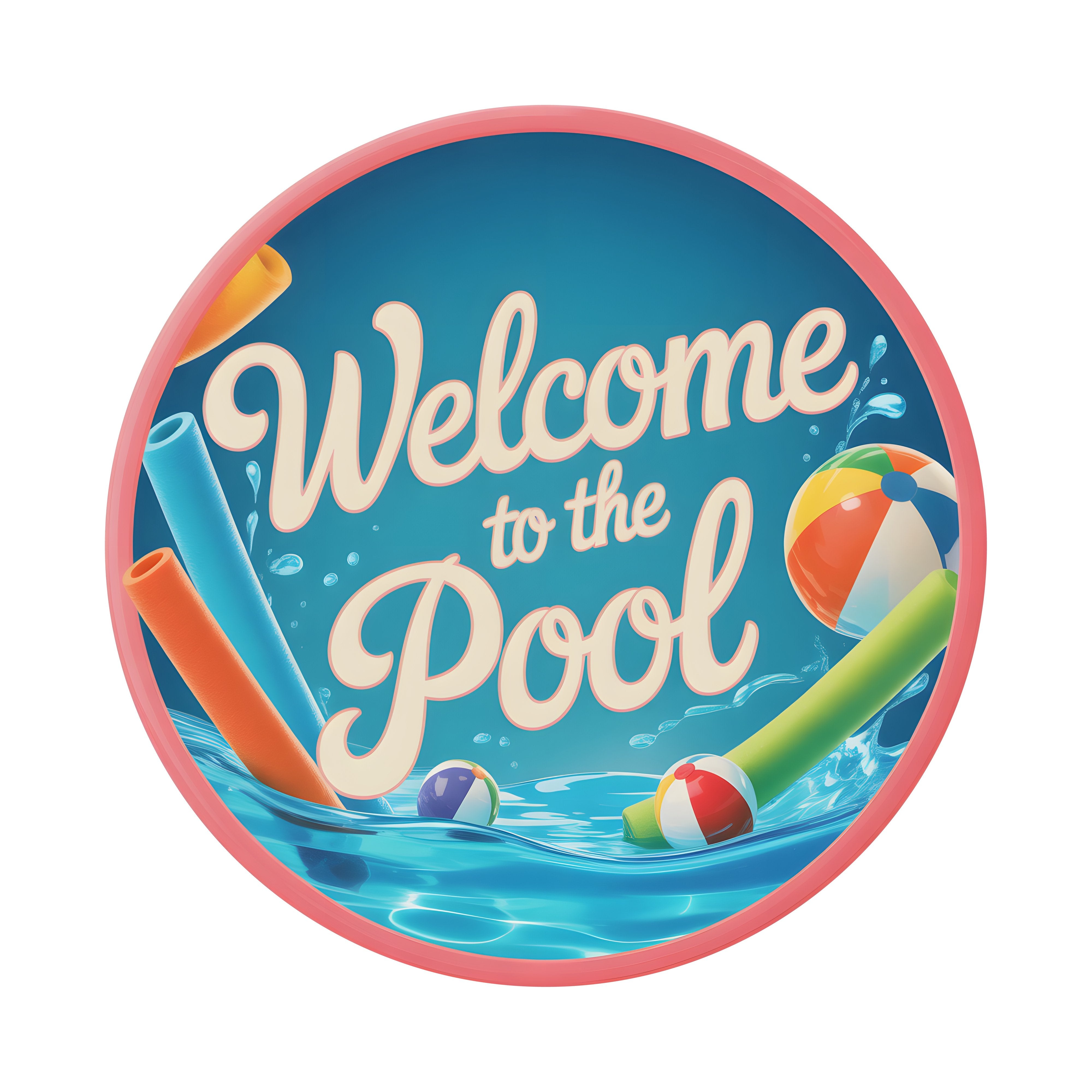 9.4" Round Waterproof Sign: Welcome to the Pool Summer Fun Item Number: CD1377NH-094