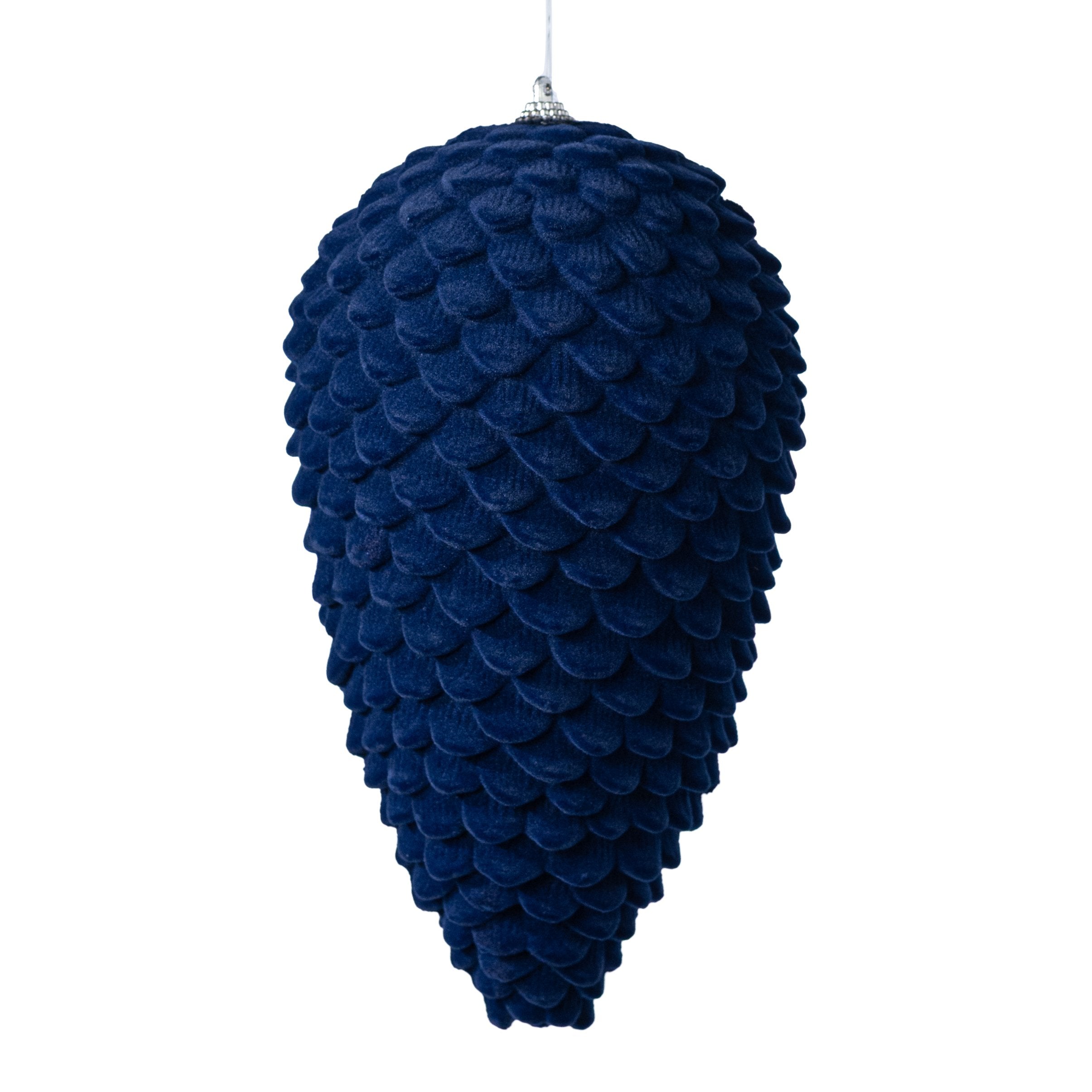 9.5" Flocked Pinecone Ornament: Dark Blue Item Number: 32250-DK.BL
