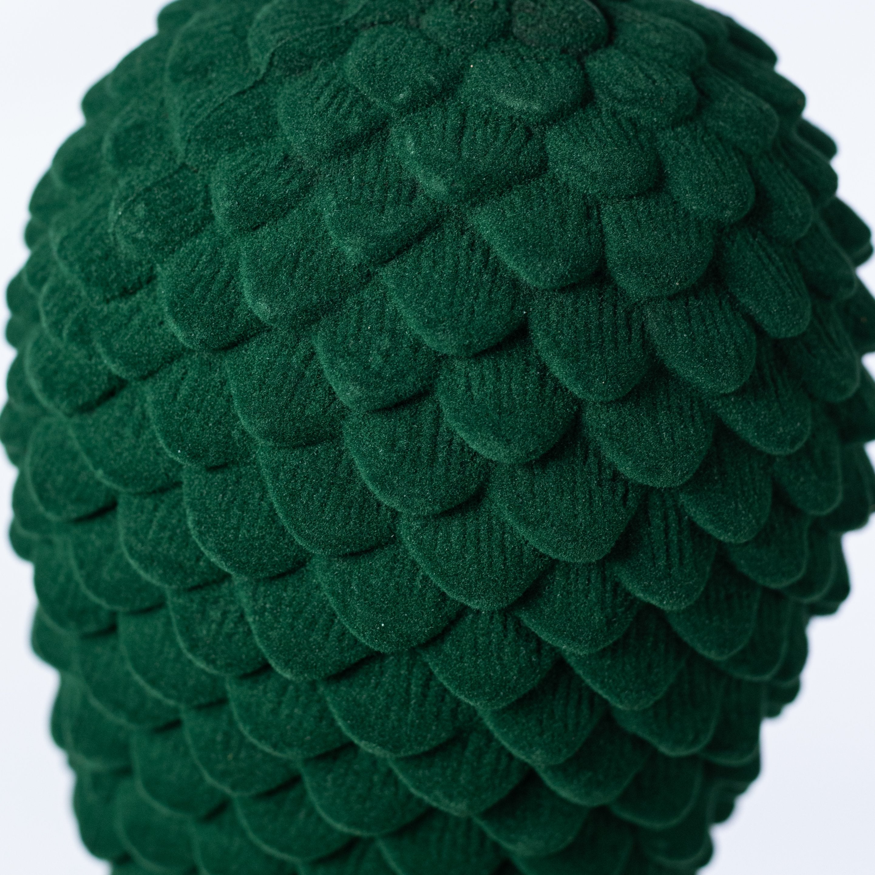 9.5" Flocked Pinecone Ornament: Dark Green detail photo 3