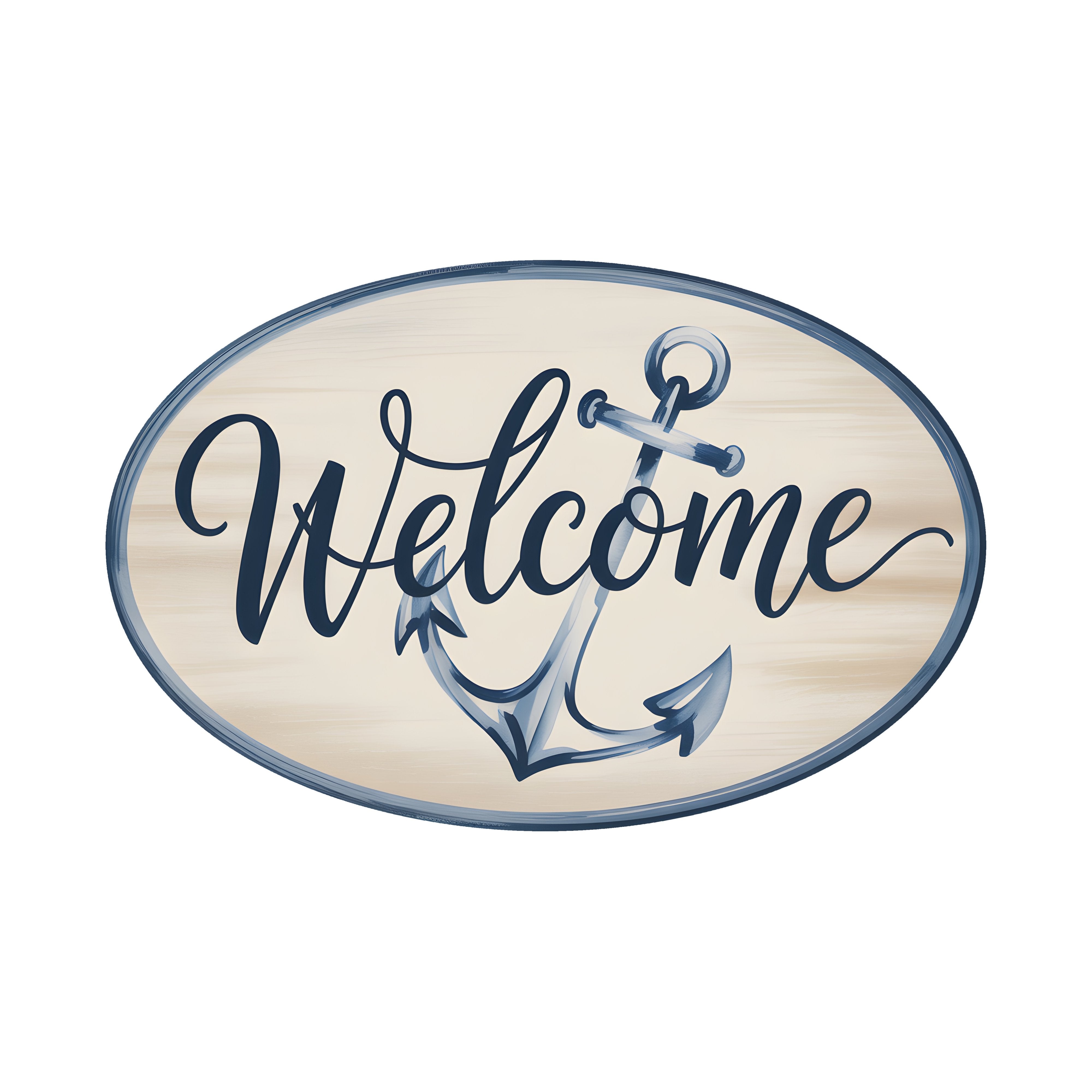 9.5" Oval Waterproof Sign: Nautical Anchor Welcome Item Number: CD1256NH-094