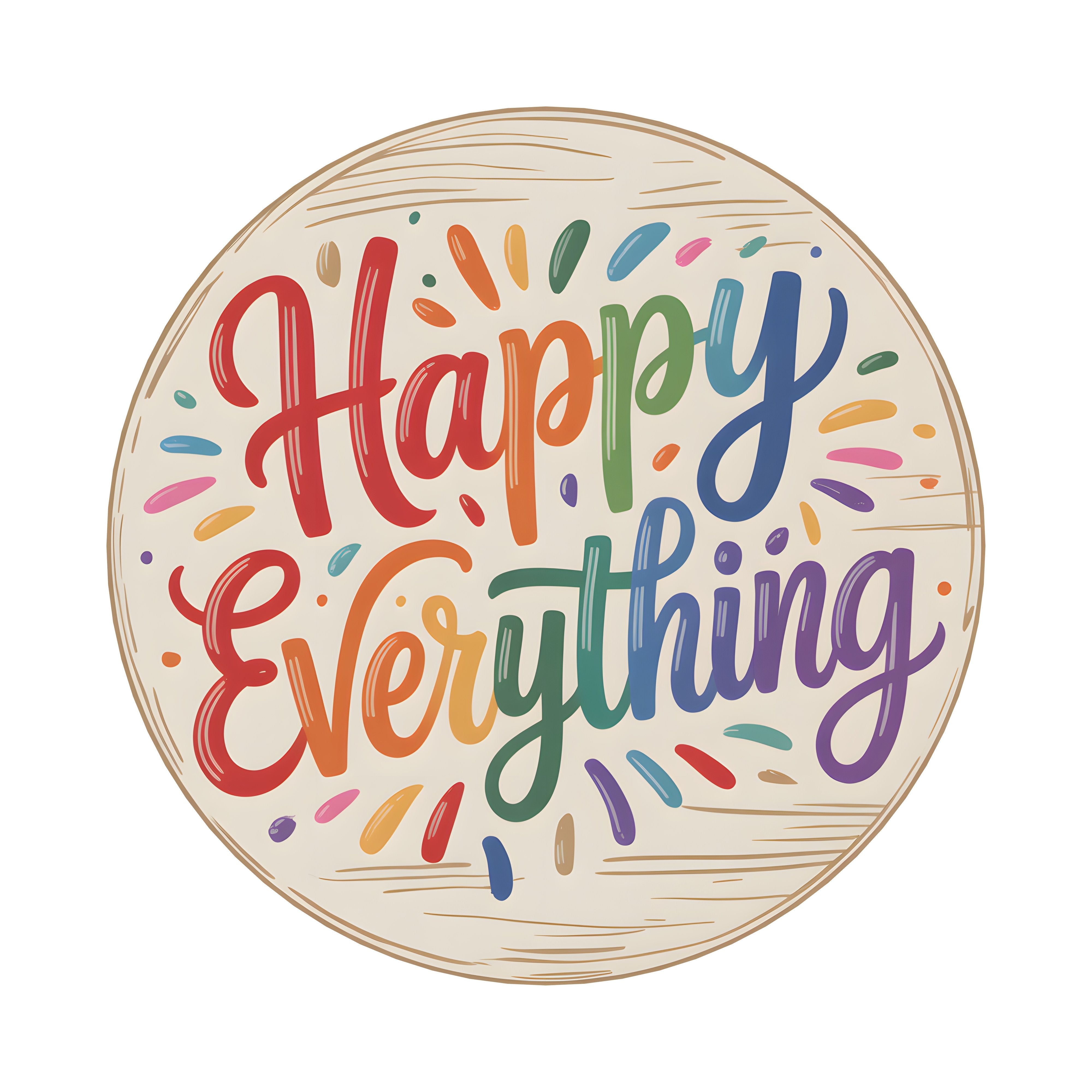 9.5" Round Waterproof Sign: Happy Everything Rainbow Item Number: CD1248NH-094