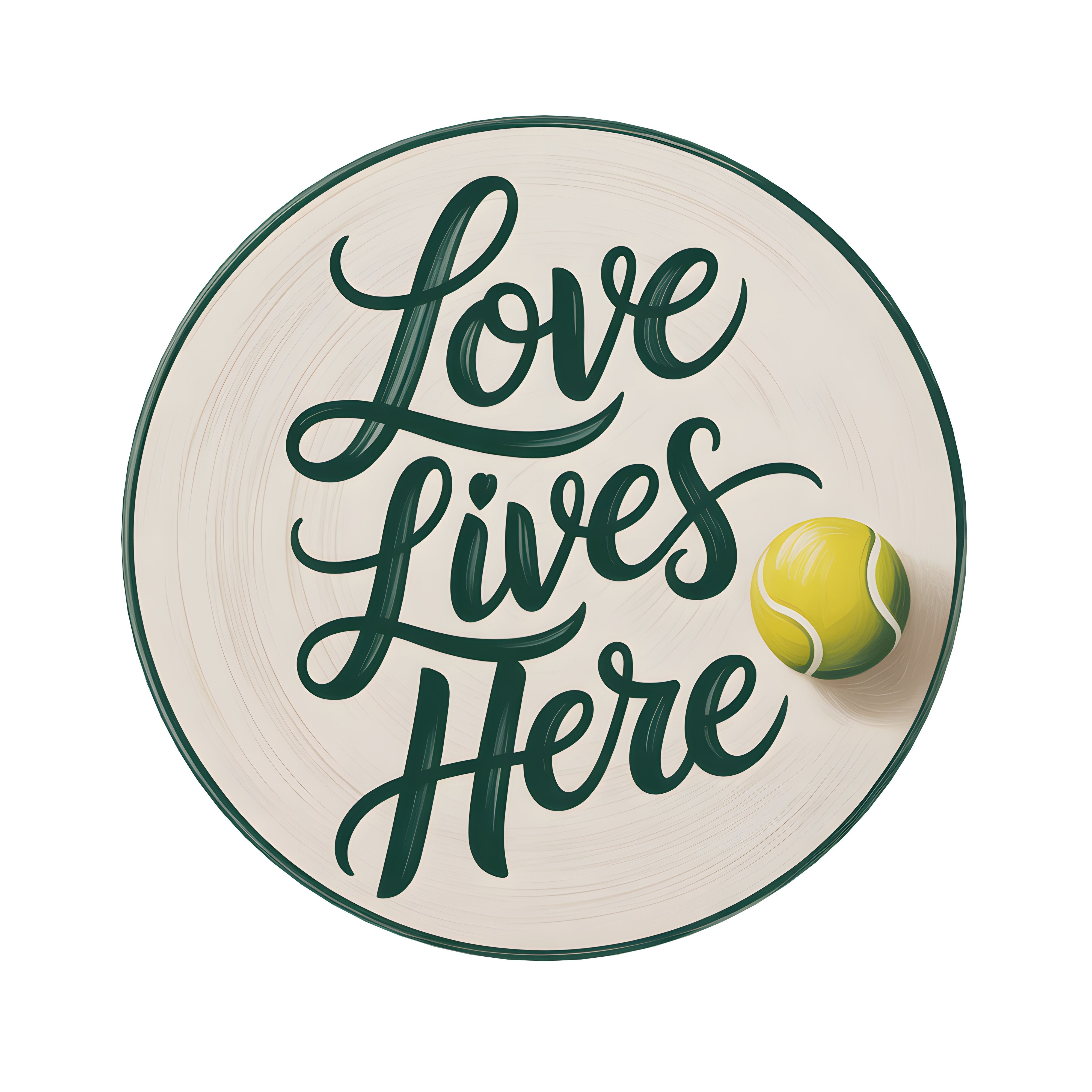 9.5" Round Waterproof Sign: Love Lives Here Tennis Ball Item Number: CD1255NH-094