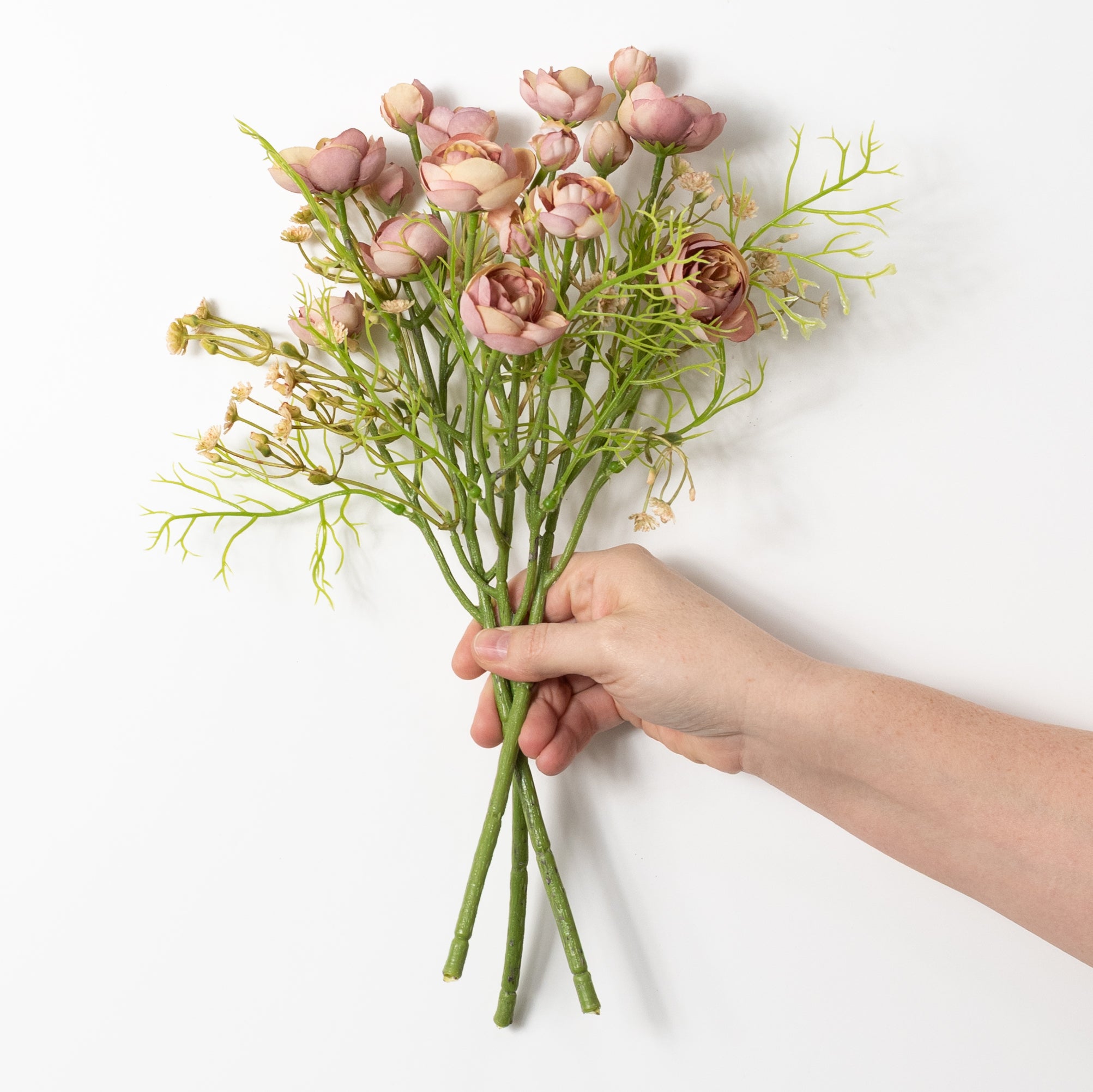14" Ranunculus Bundle: Mauve Beige