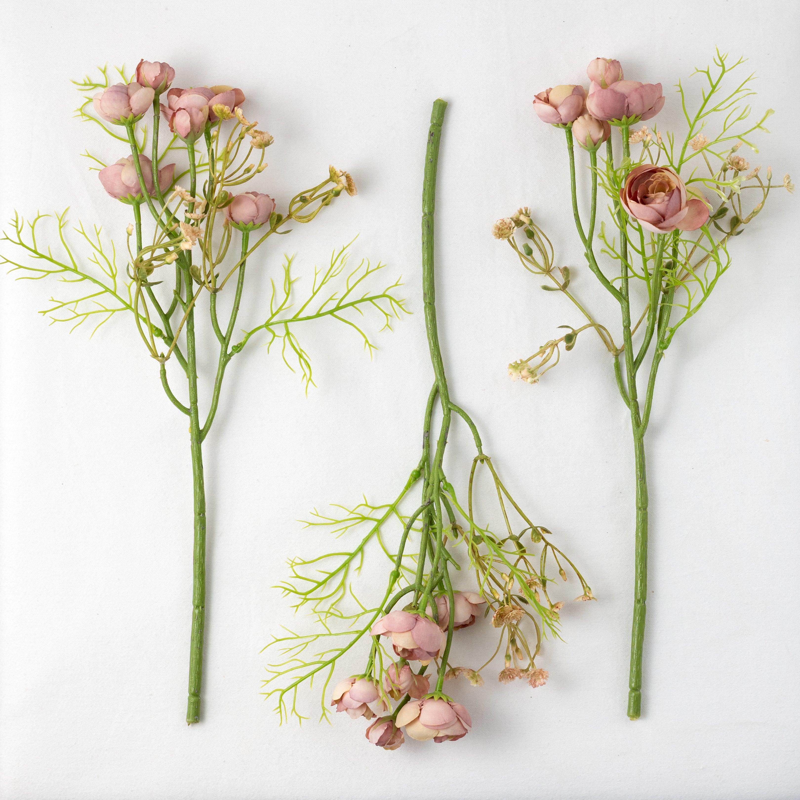 14" Ranunculus Bundle: Mauve Beige