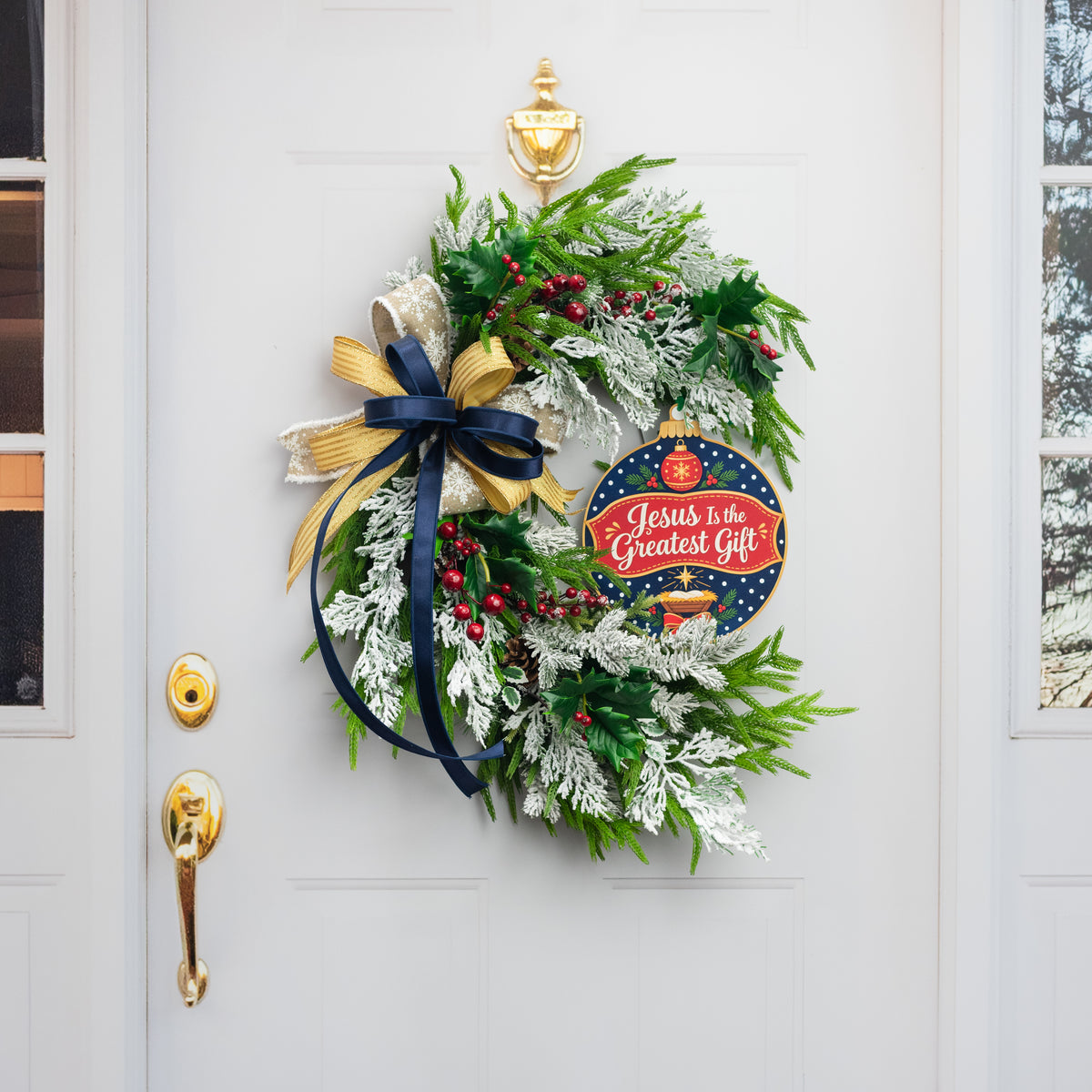 10.5" Waterproof Sign: Jesus Greatest Gift Christmas Ornament Manger