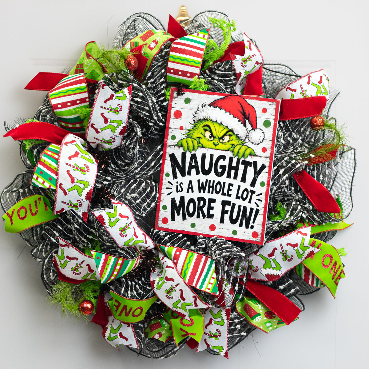 10.5" Waterproof Sign: Naughty Is More Fun Green Monster
