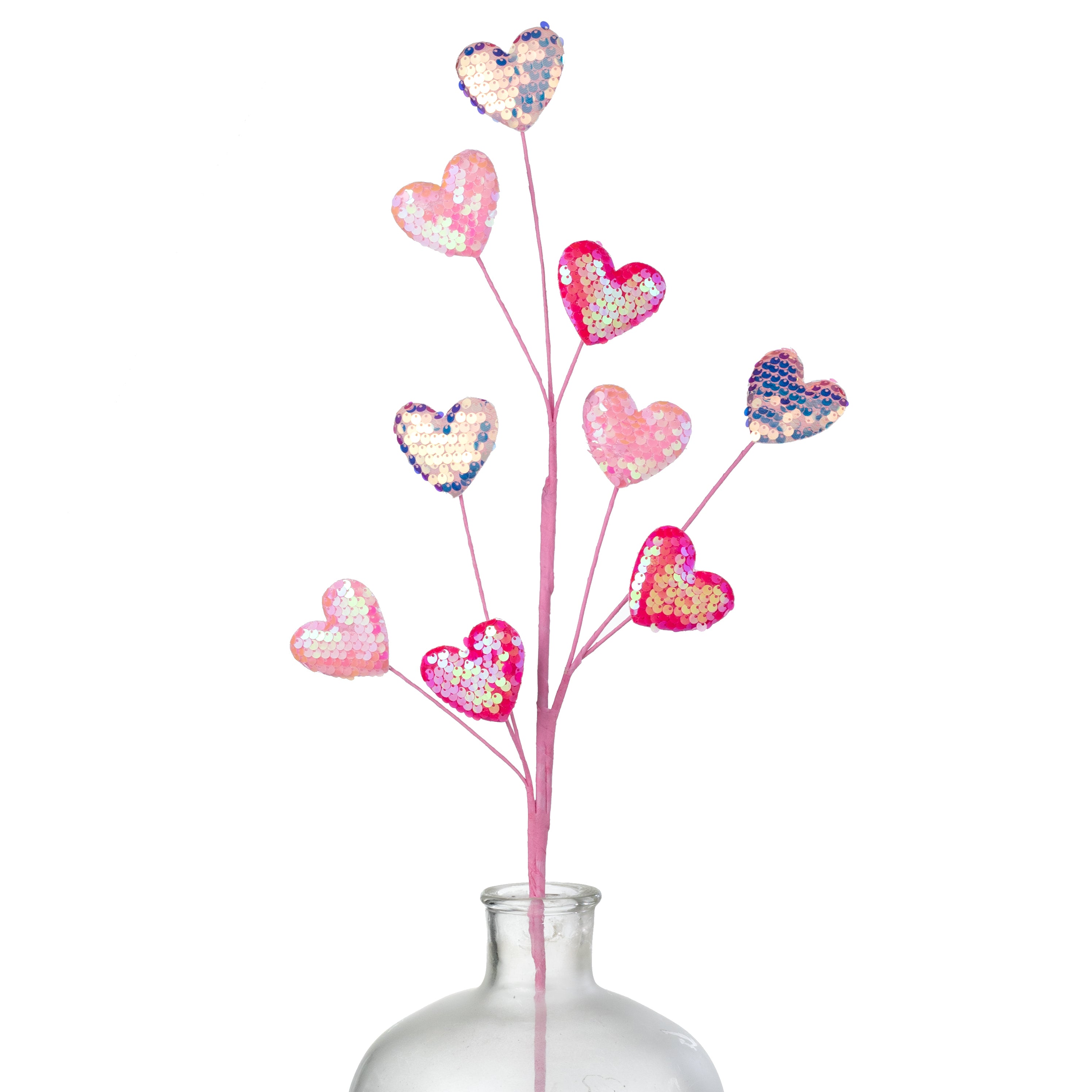 28" Iridescent Sequin Heart Spray: Pinks & Lavender
