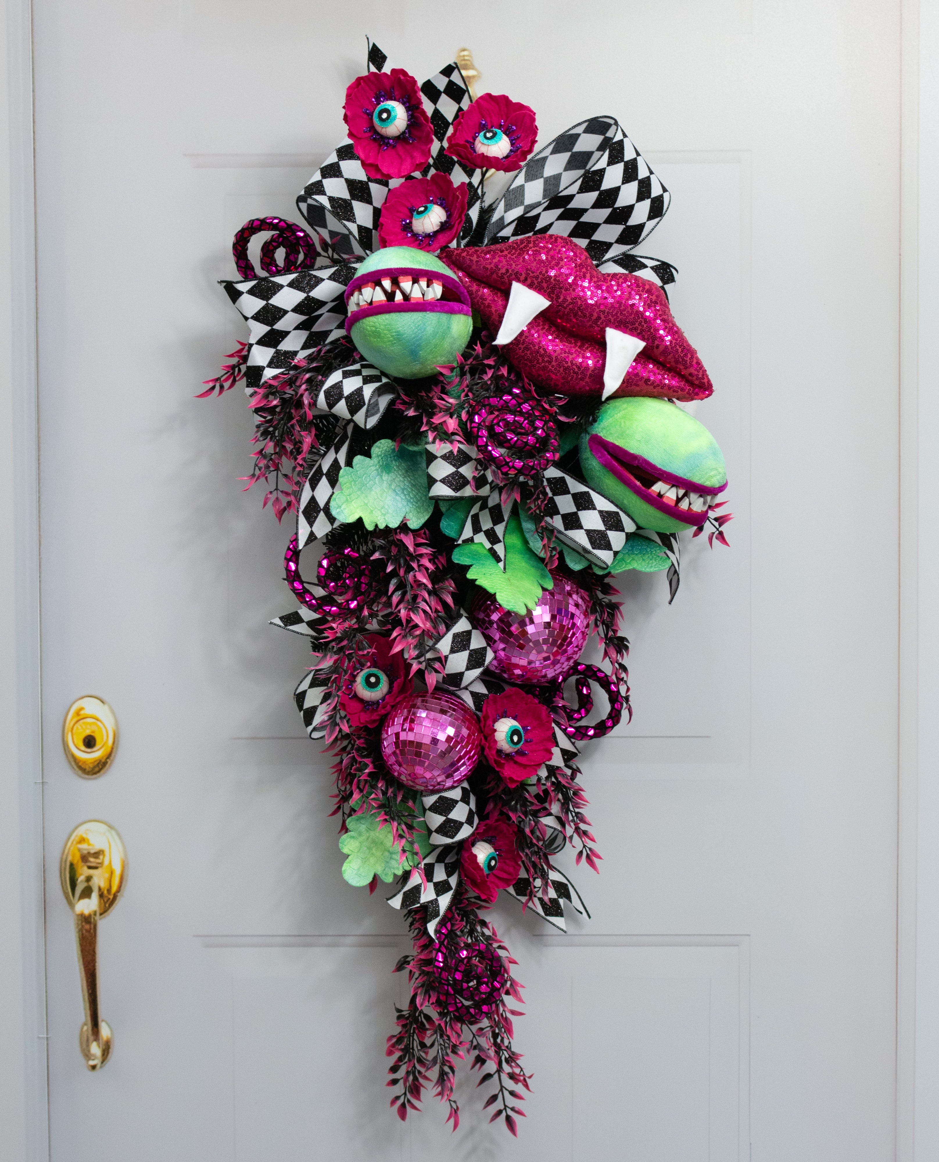 28" Mirror Disco Ball Spiral Curly Spray: Fuchsia Pink