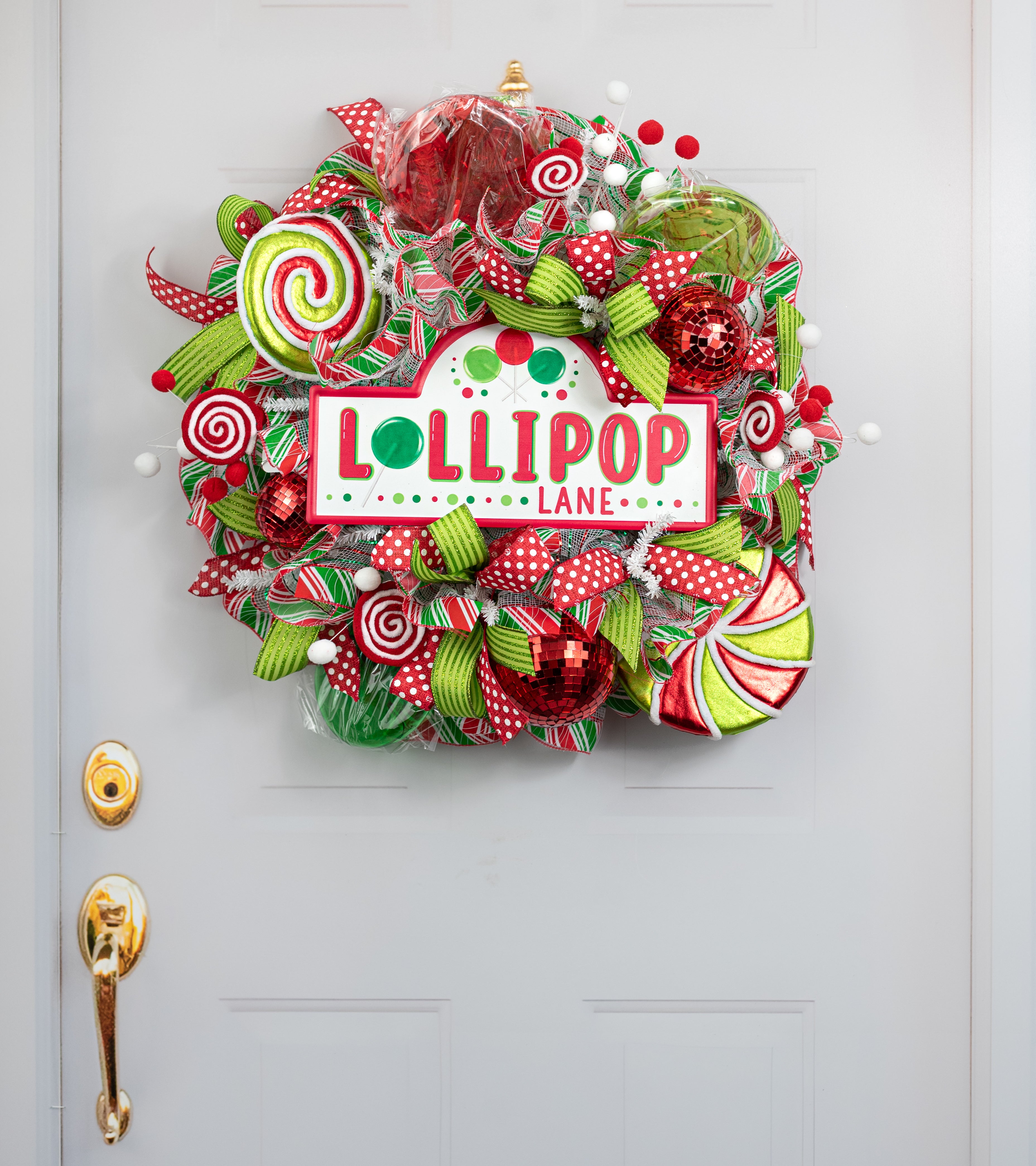 15" Embossed Metal Sign: Christmas Lollipop Lane Street Sign