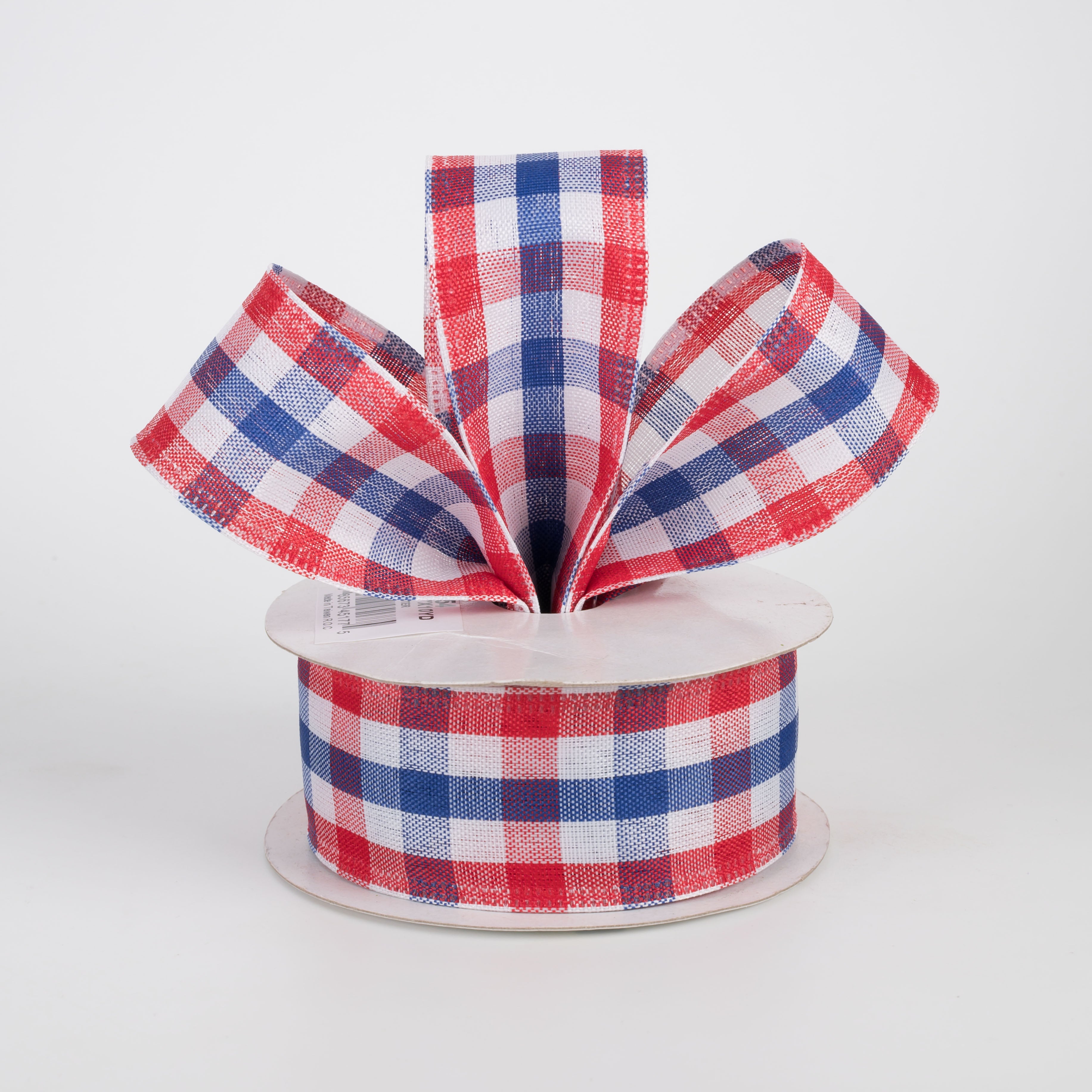 1.5" Patriotic Gingham Plaid Ribbon: Red, White & Blue (10 Yards)