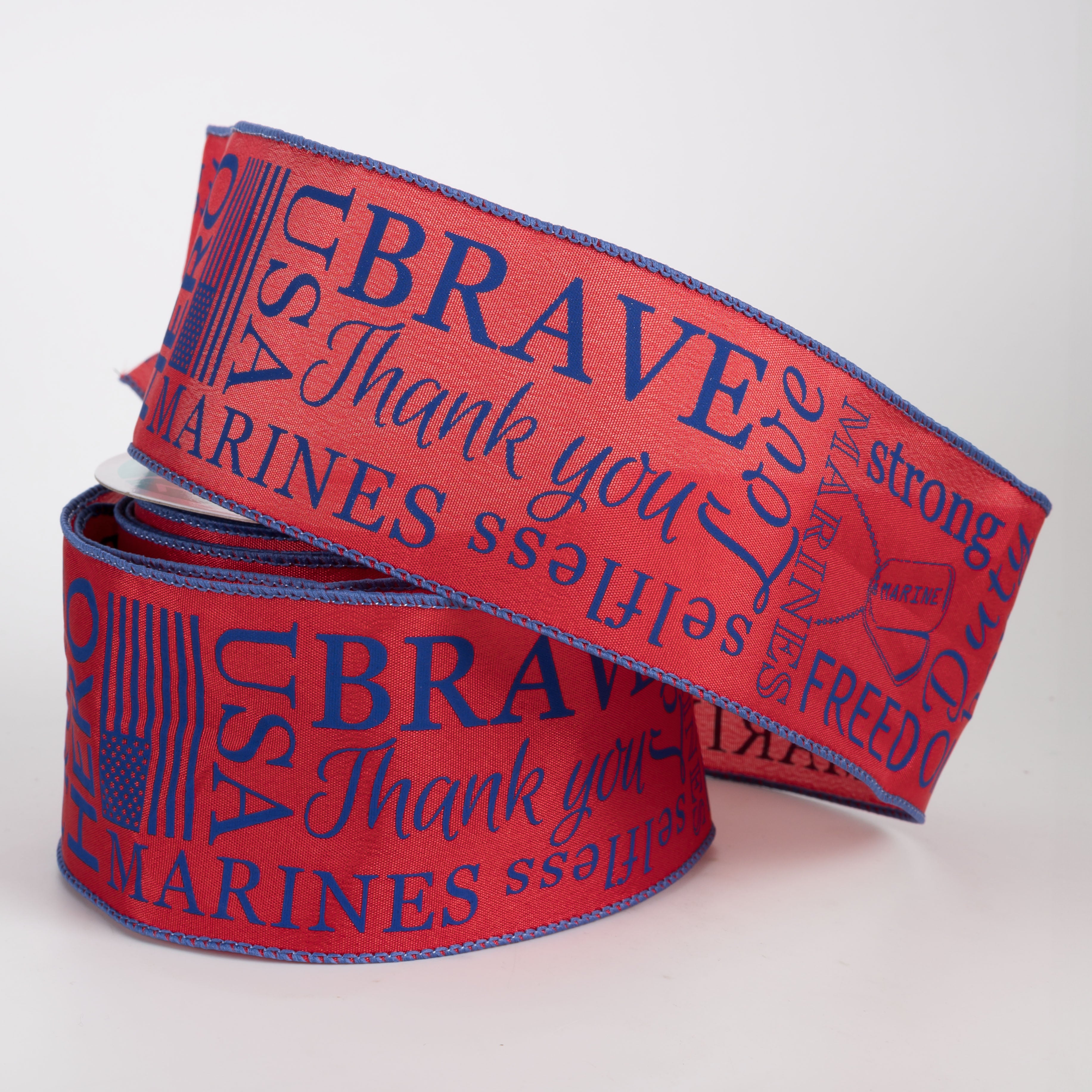 2.5" Marines Ribbon: Red & Blue (10 Yards)