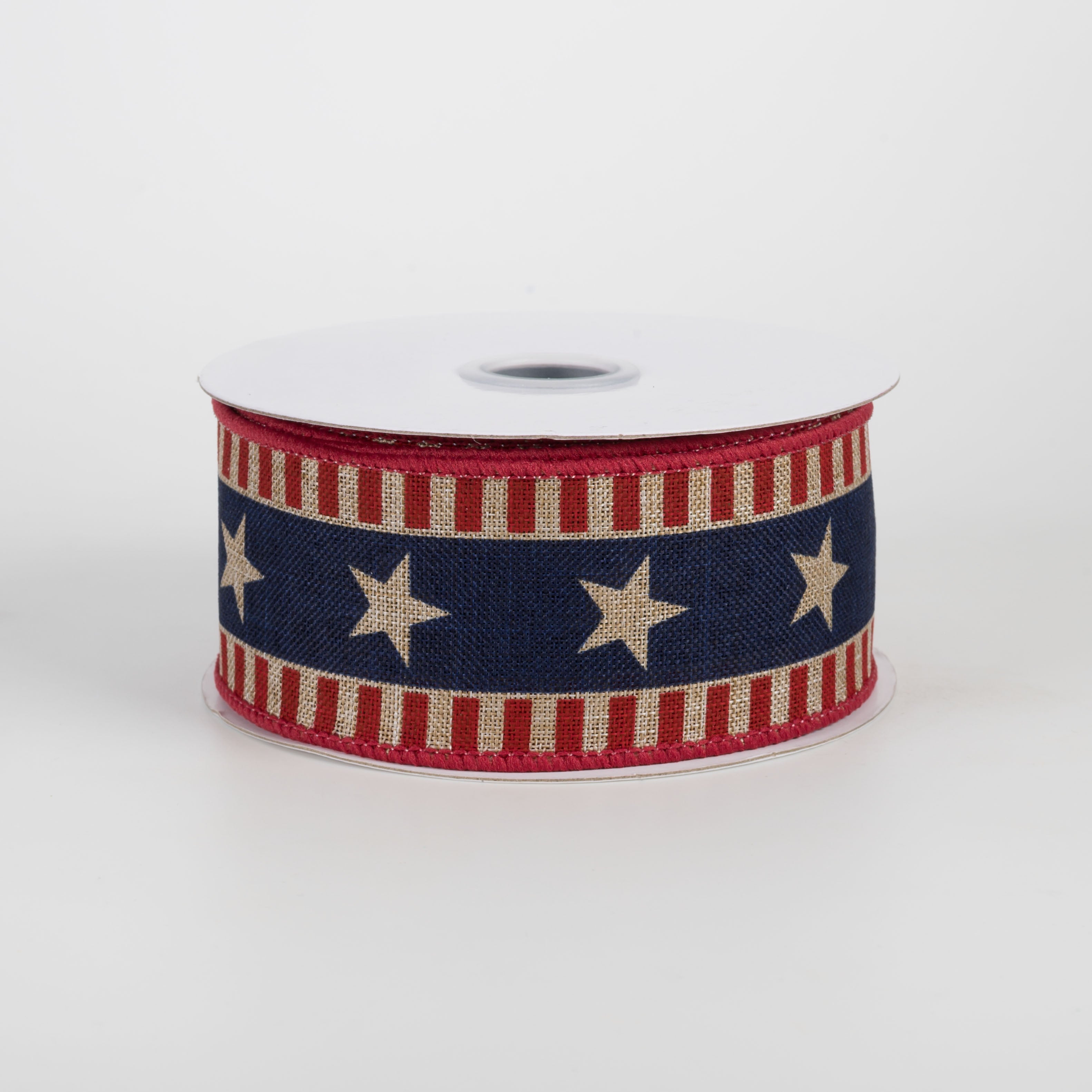 1.5" Bold Star & Stripes Ribbon: Beige (10 Yards)