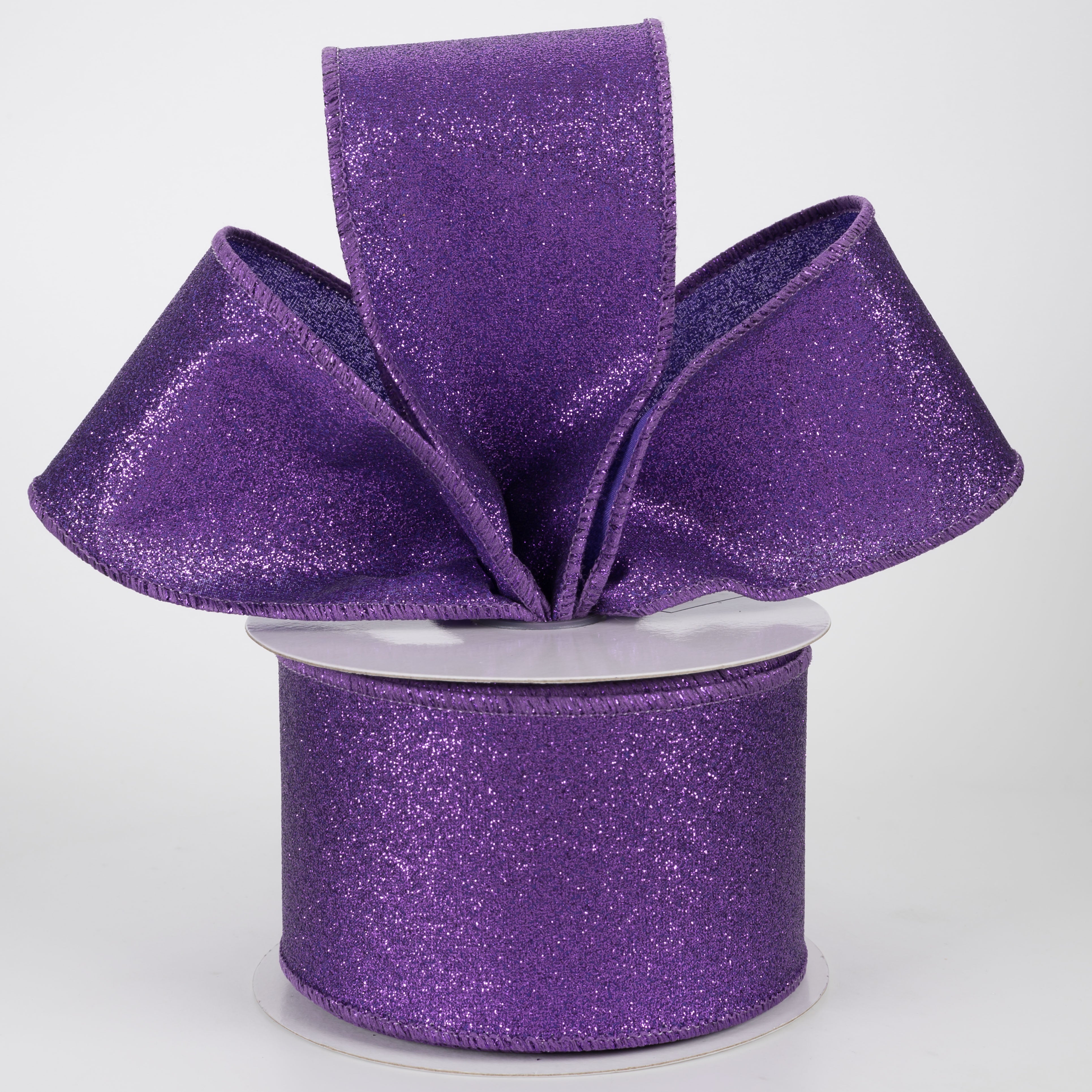 2.5" Shimmer Glitter Ribbon: Purple (10 Yards)