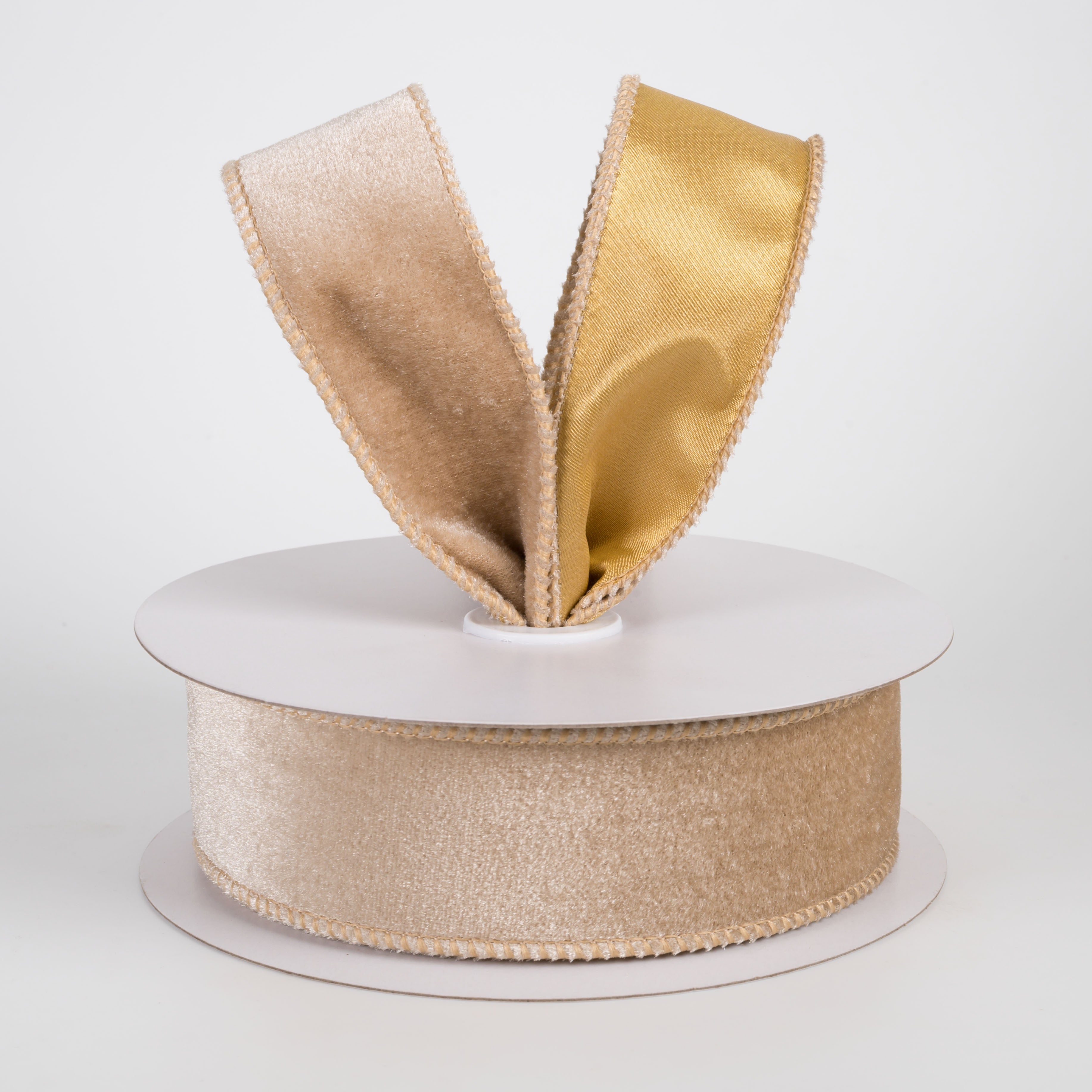 1.5" Deluxe Velvet Satin Backing Ribbon: Taupe (10 Yards)