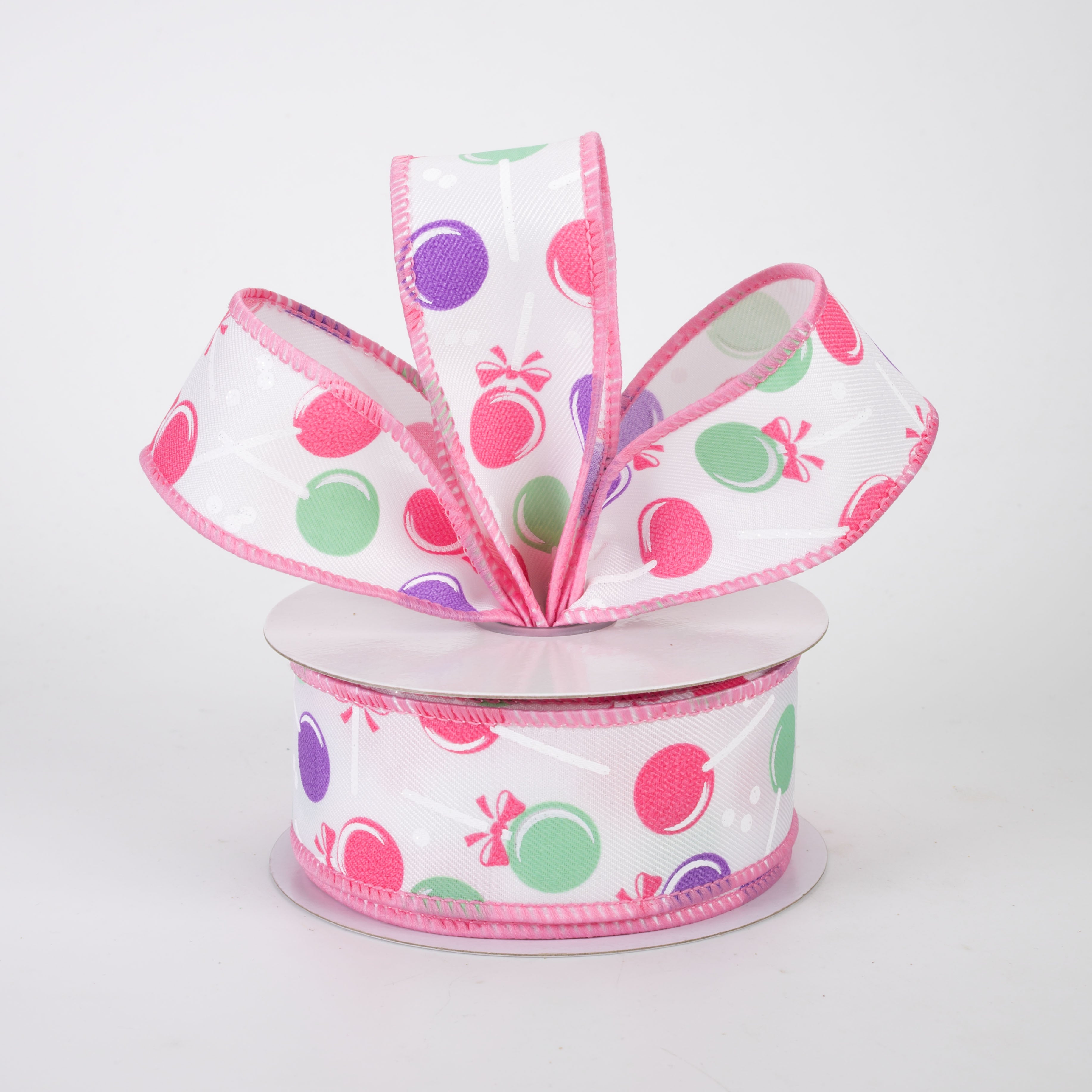 1.5" Lollipops Candy Ribbon: Pastels (10 Yards)
