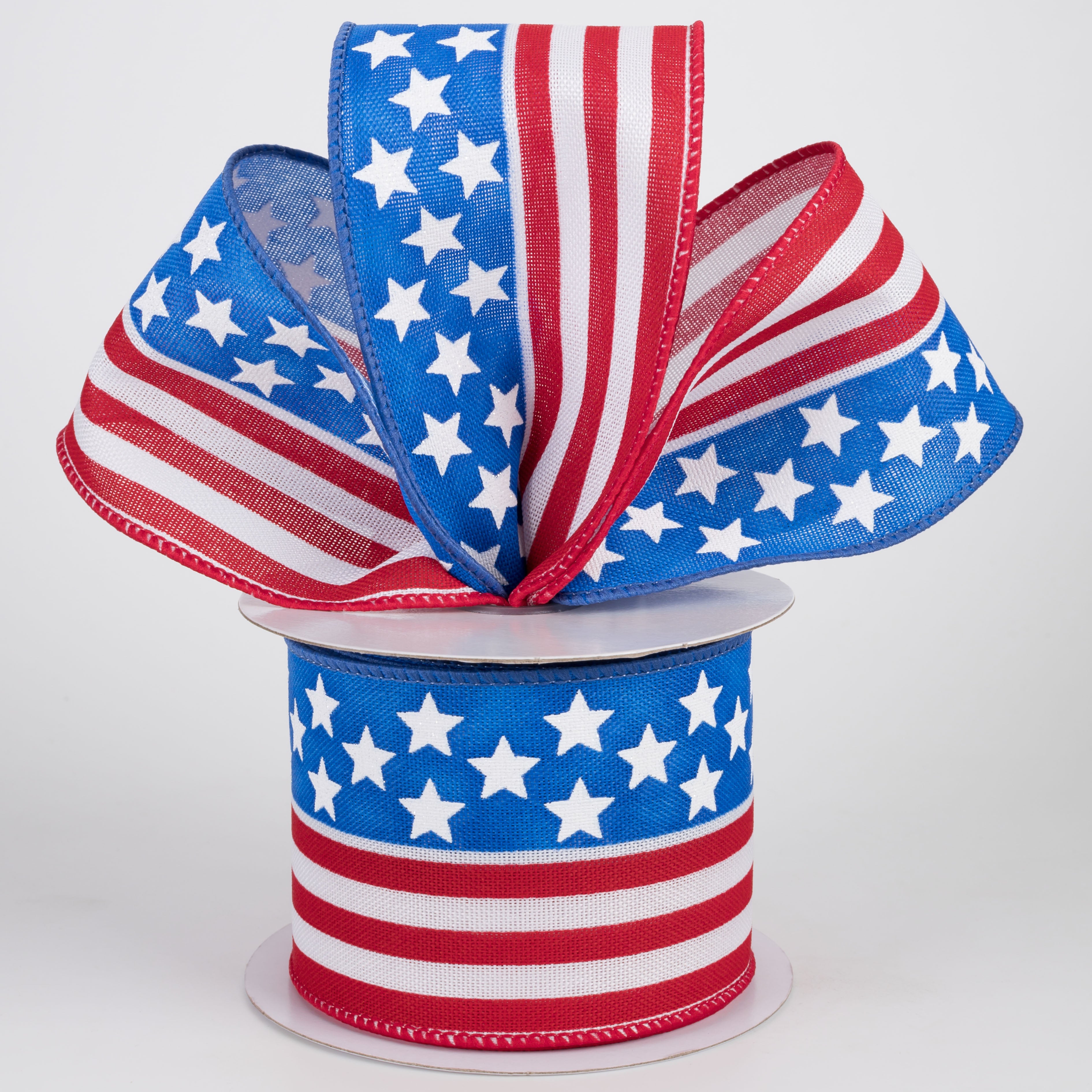 2.5" USA Flag Ribbon: Red, White & Royal Blue (10 Yards)