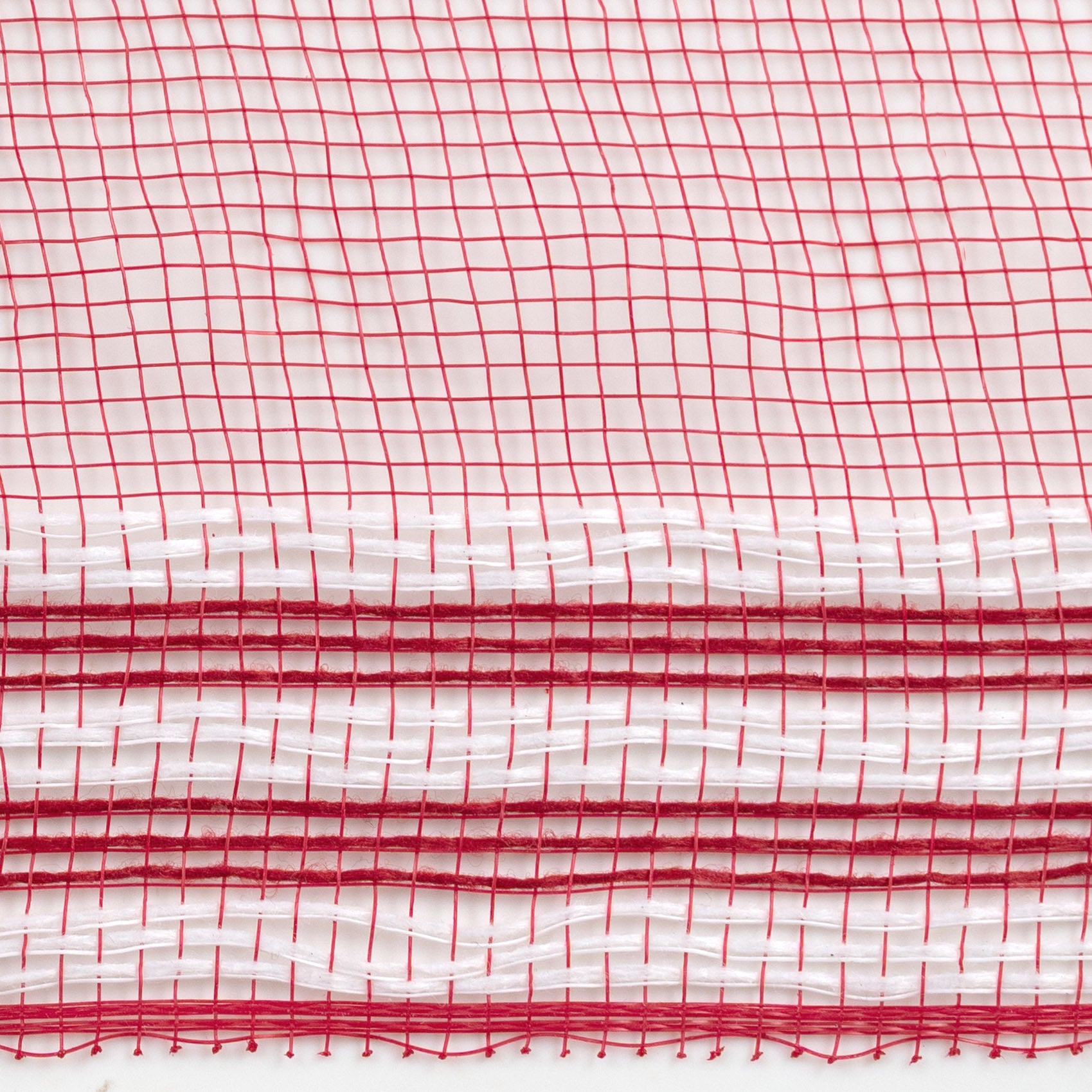 10" Border Stripe Mesh: Red & White