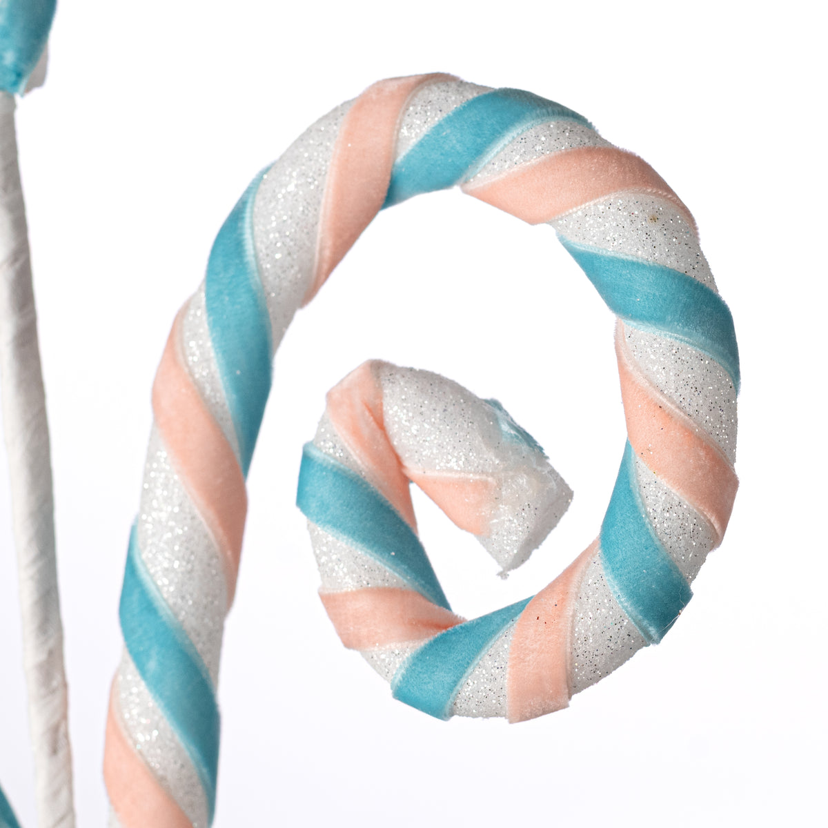 29" Spiral Candy Cane Spray: Ice Blue & Light Pink