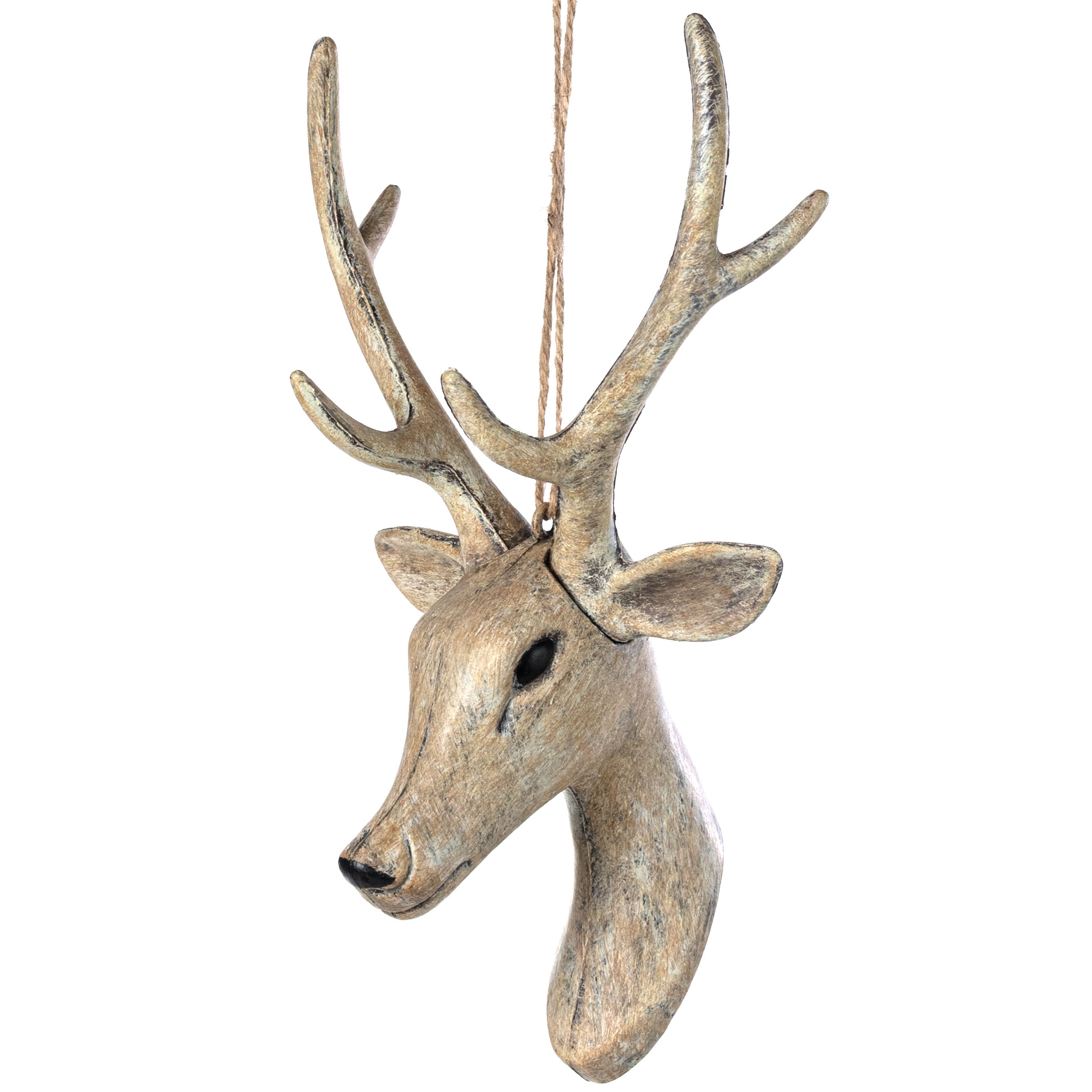 10" Deer Head Ornament: Wood Grain