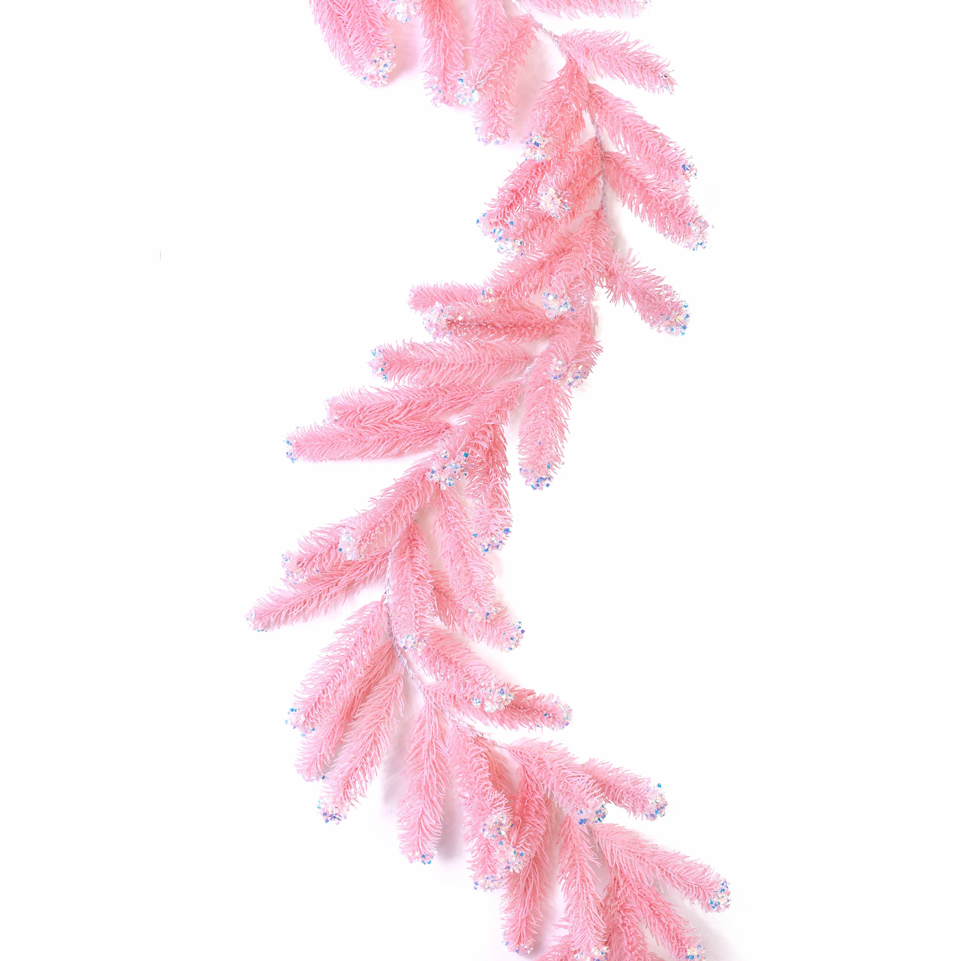 6' Iridescent Spark Garland: Candy Pink (64 Tips)
