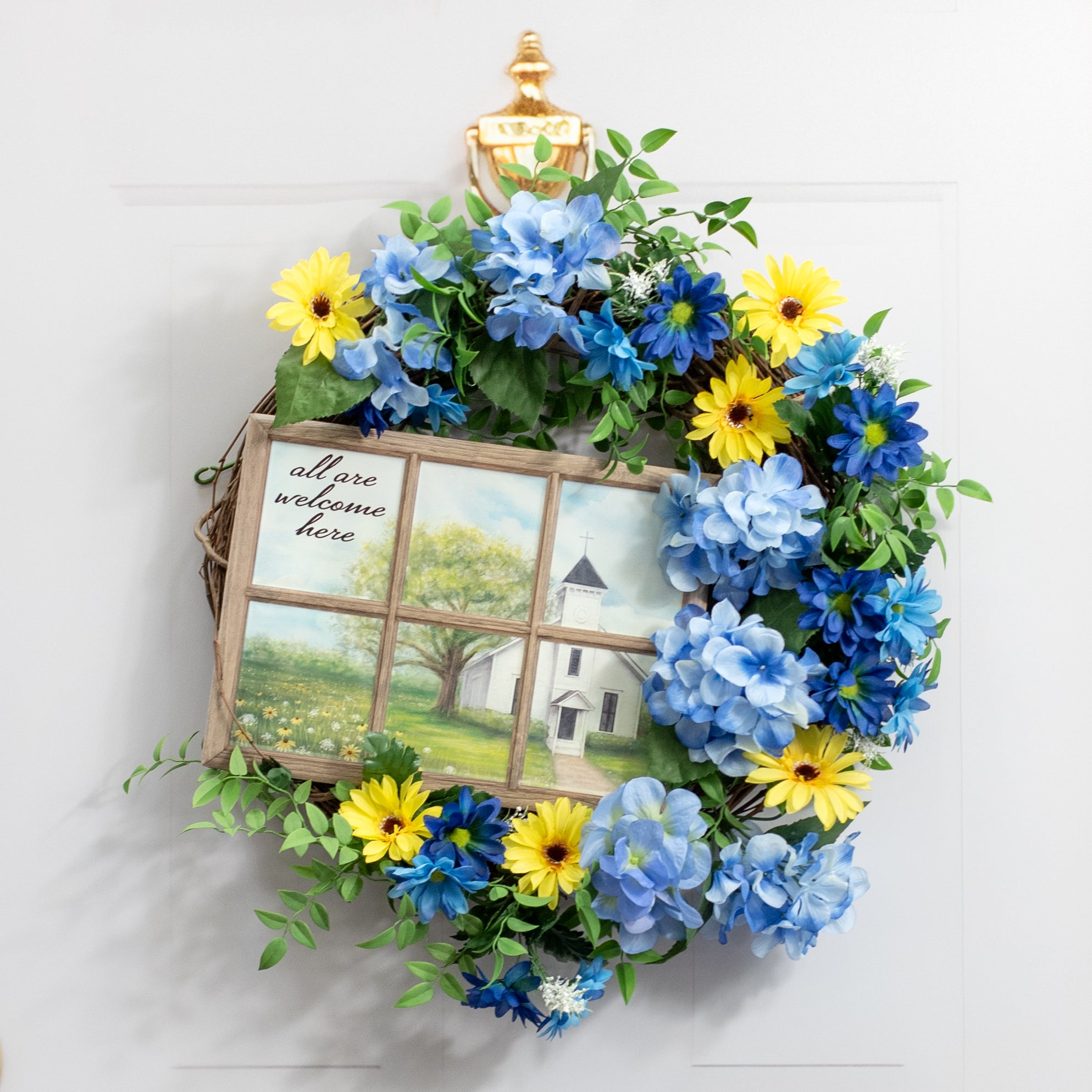12" All Are Welcome Church Window Sign Lifestyle Photo