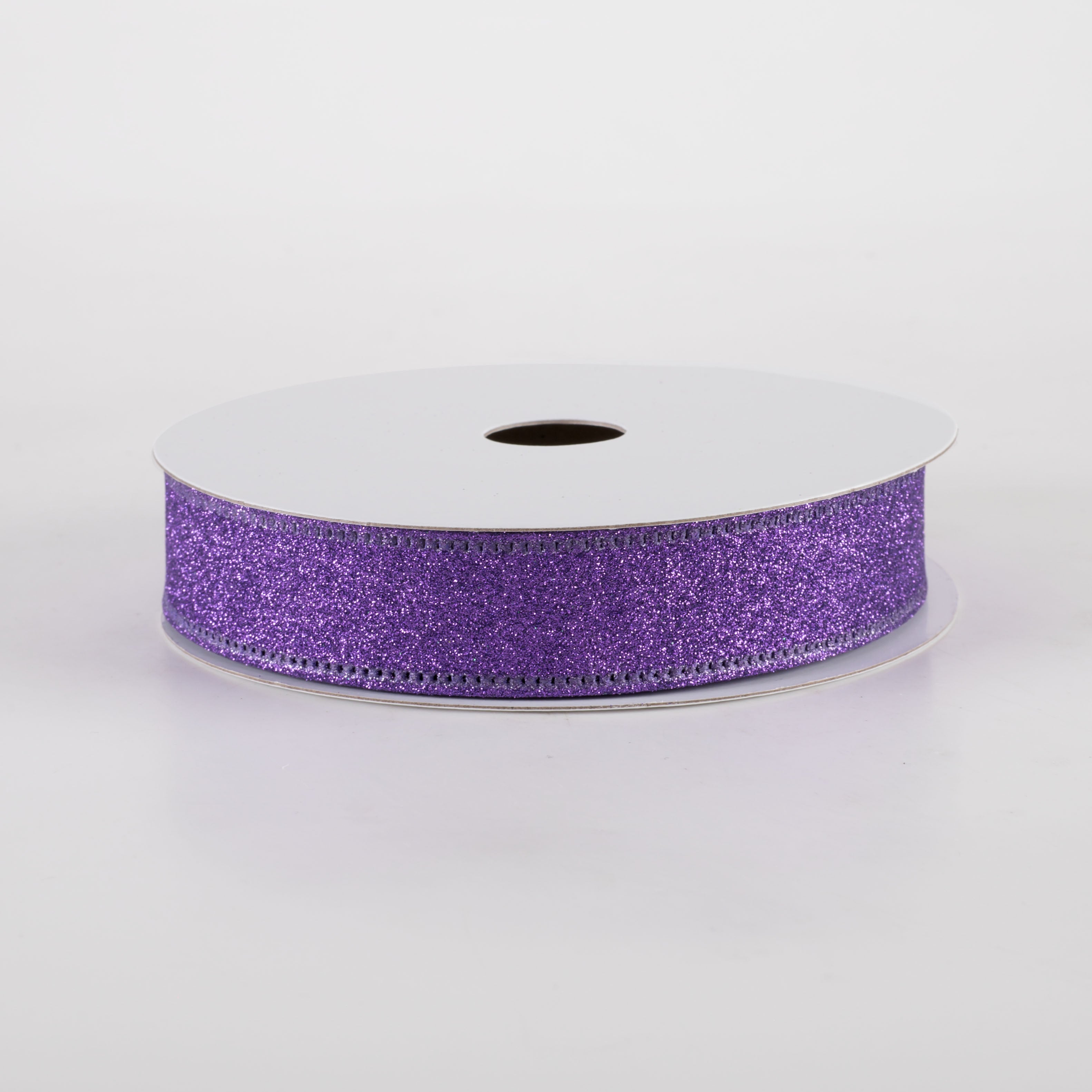 7/8" All Flat Glitter Wired Ribbon: Purple (10 Yards) Item Number: 76467-05-11