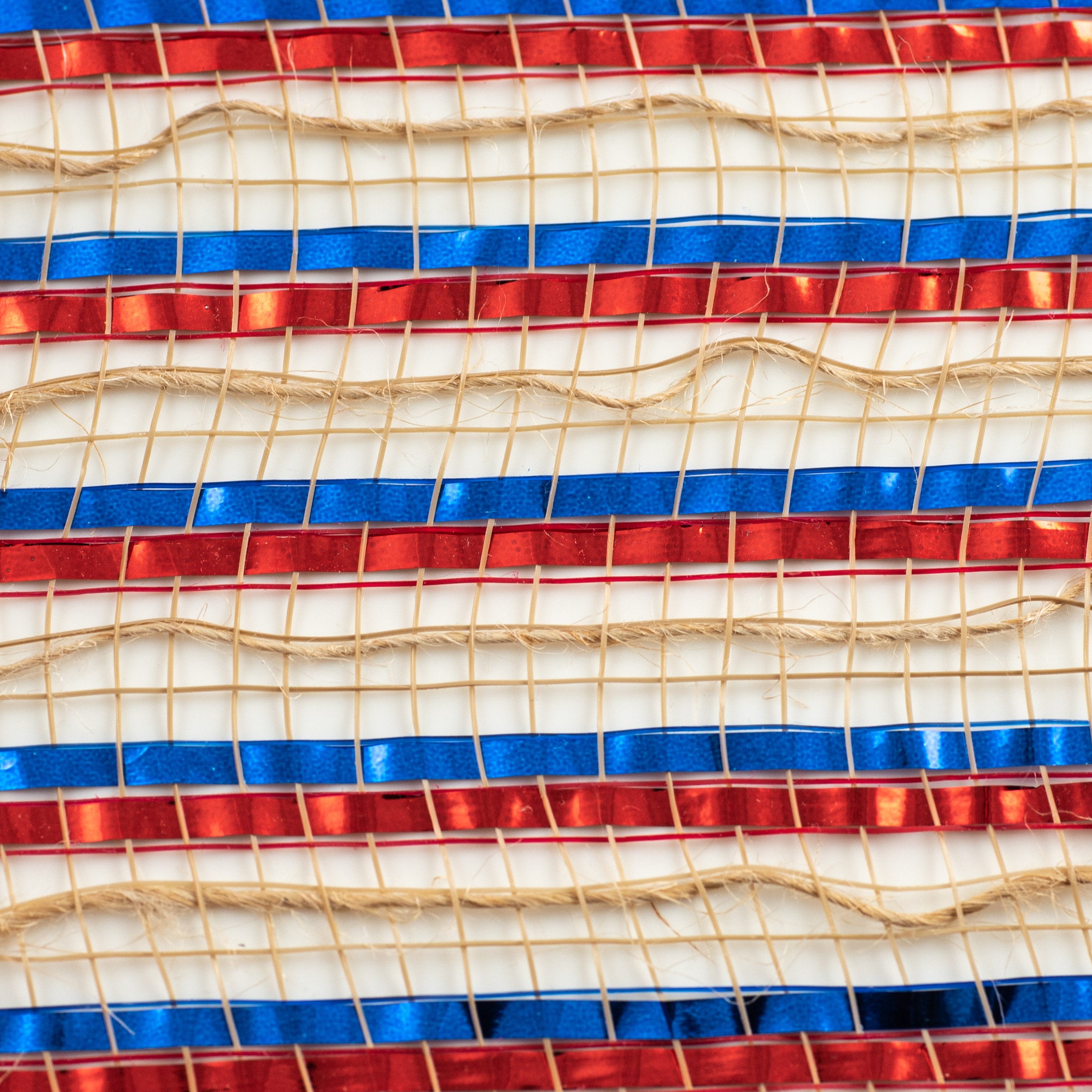 10" All Foil Thin Stripes Mesh: Red, Natural, Blue detail photo 3