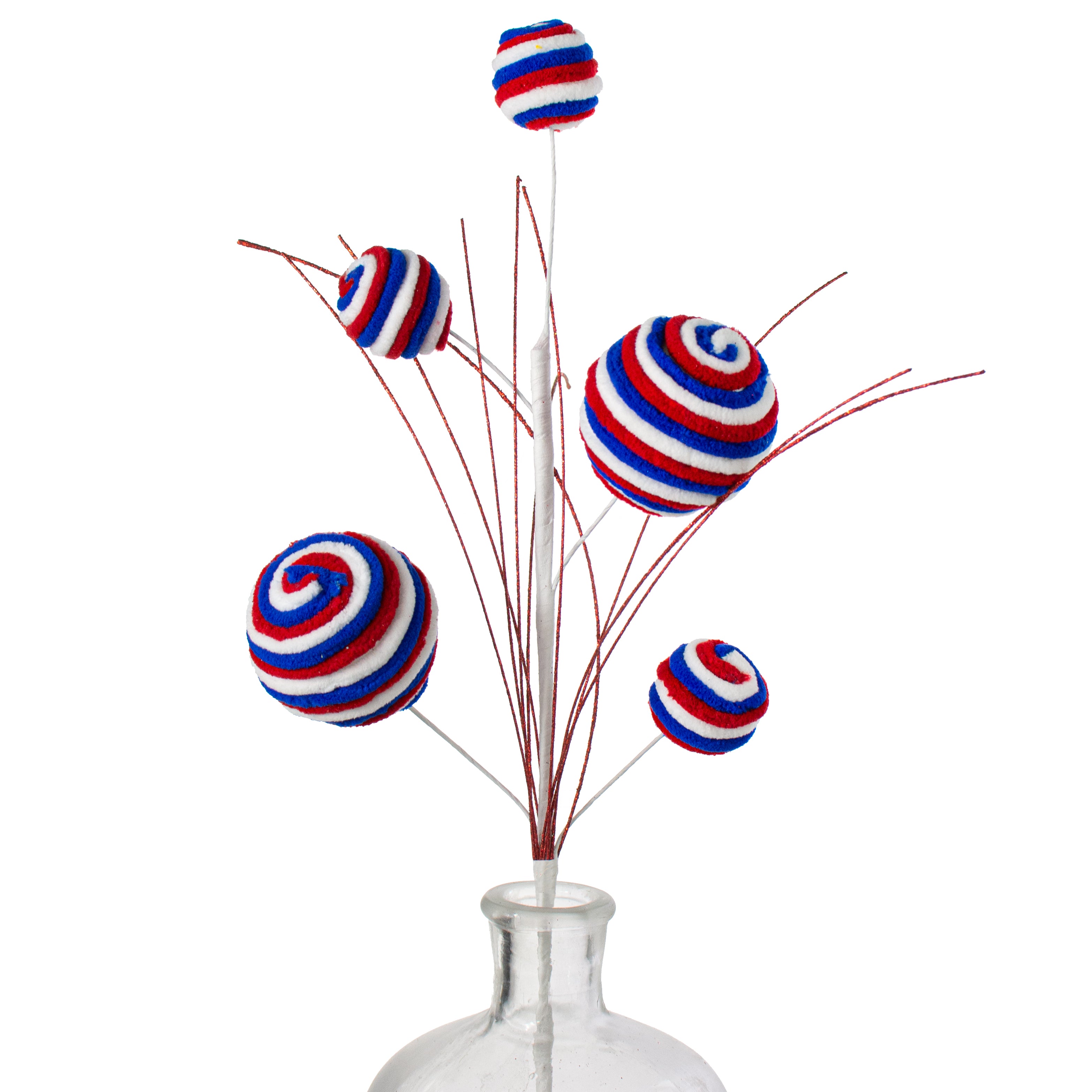 22" American Chenille Balls Spray: Red, White & Blue Item Number: 211297