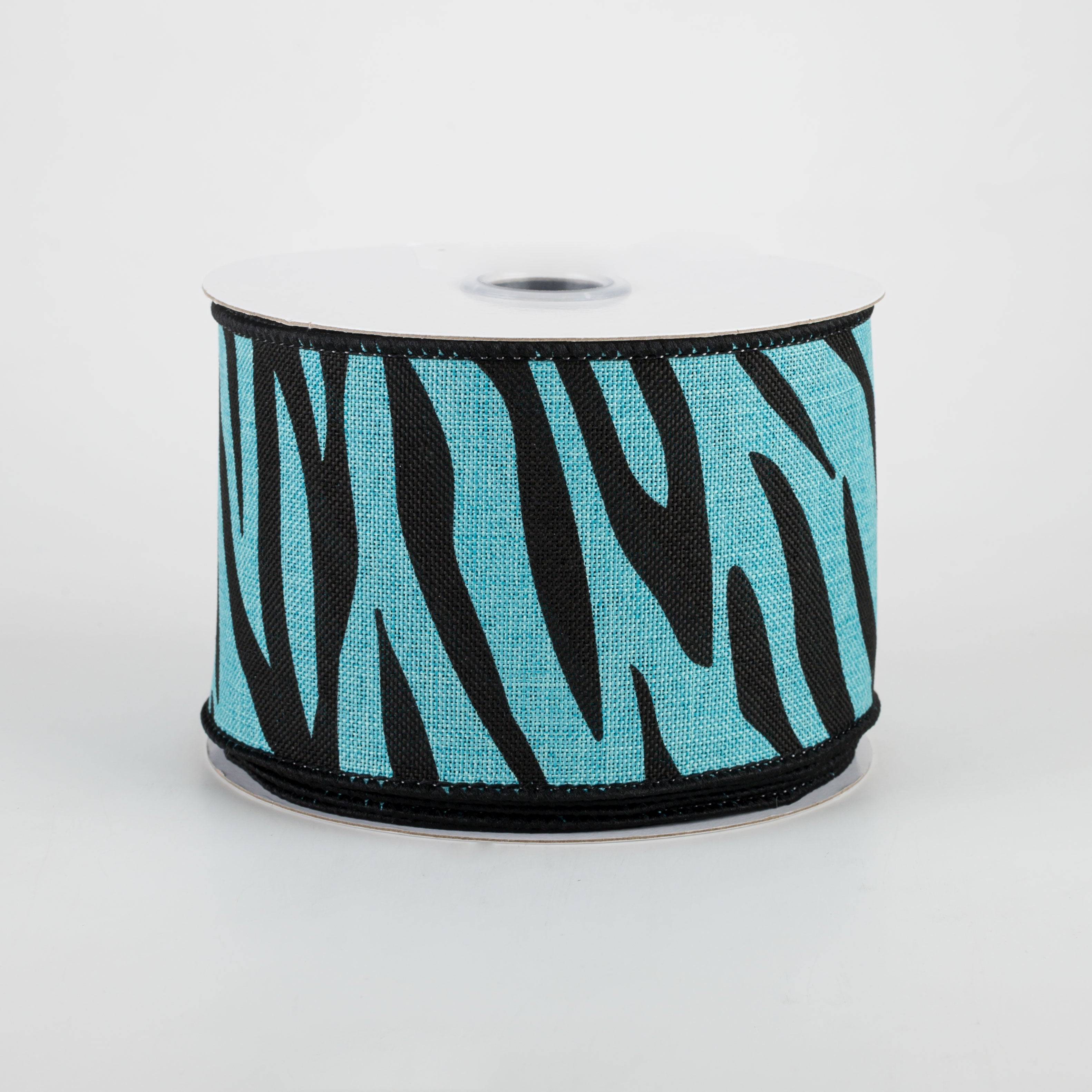 2.5" Animal Stripes Ribbon: Light Teal & Black (10 Yards)