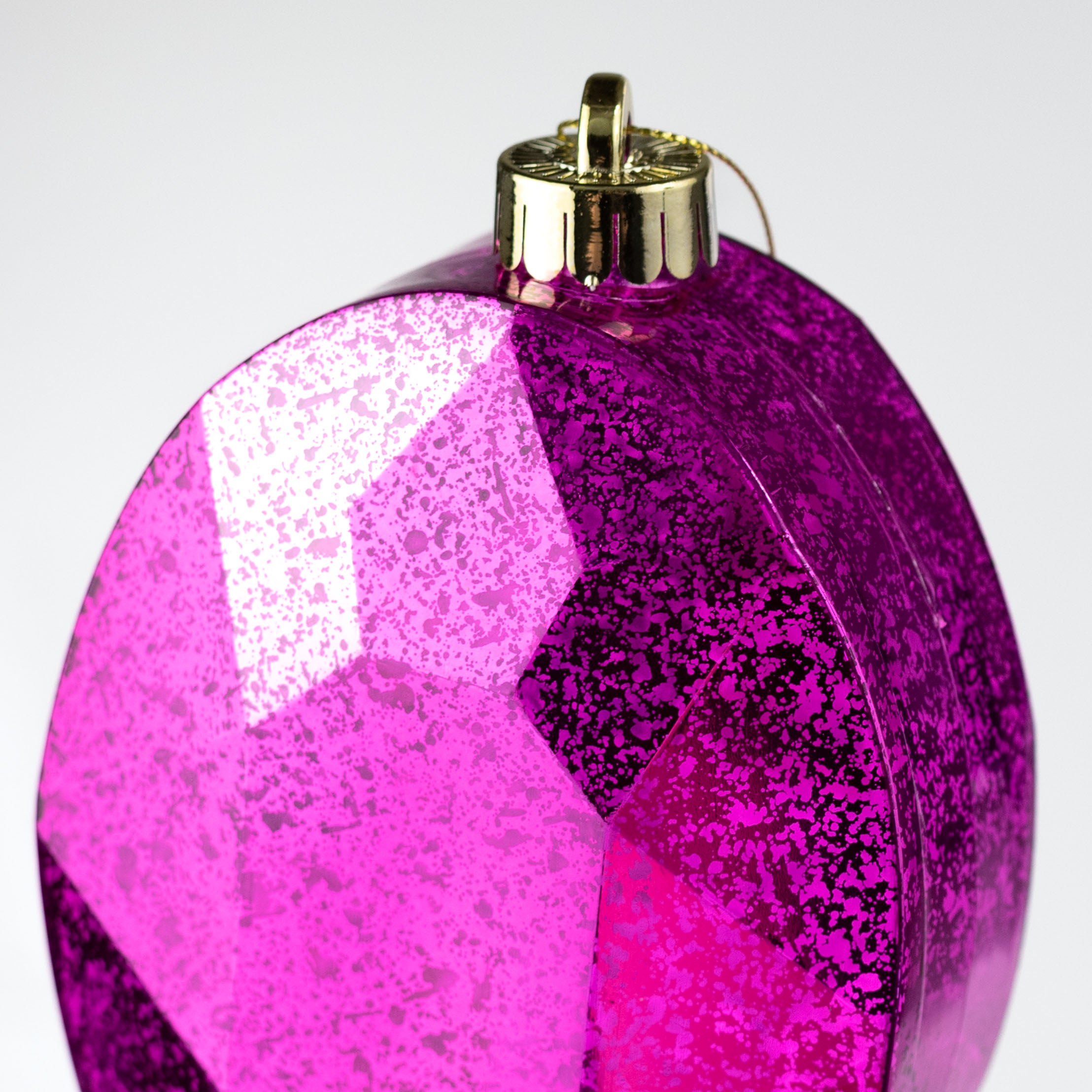 6.5" Antiqued Oval Gem Ornament: Mercury Fuchsia Pink detail photo 3