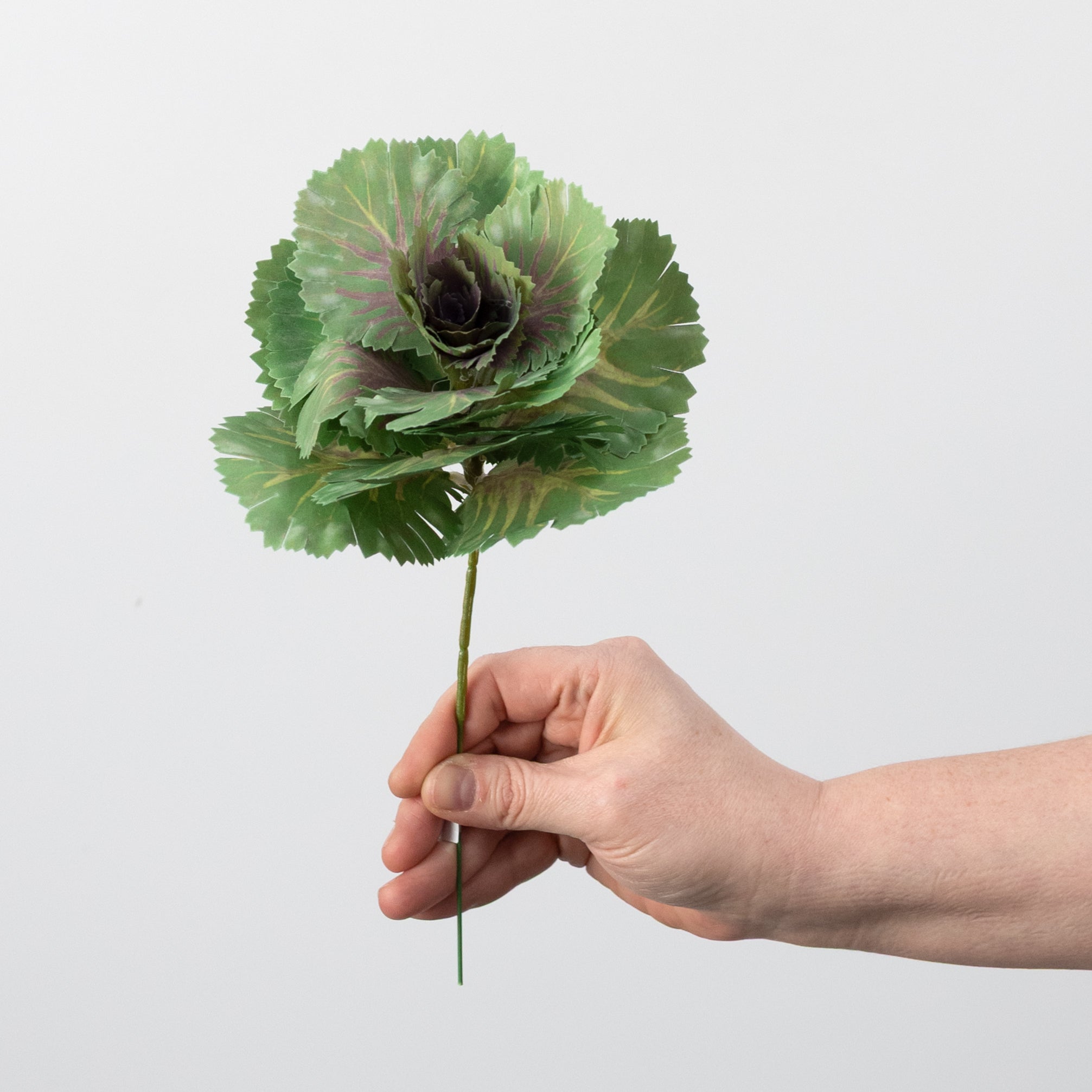 9" Artificial Cabbage Plant Pick: Green detail photo 3